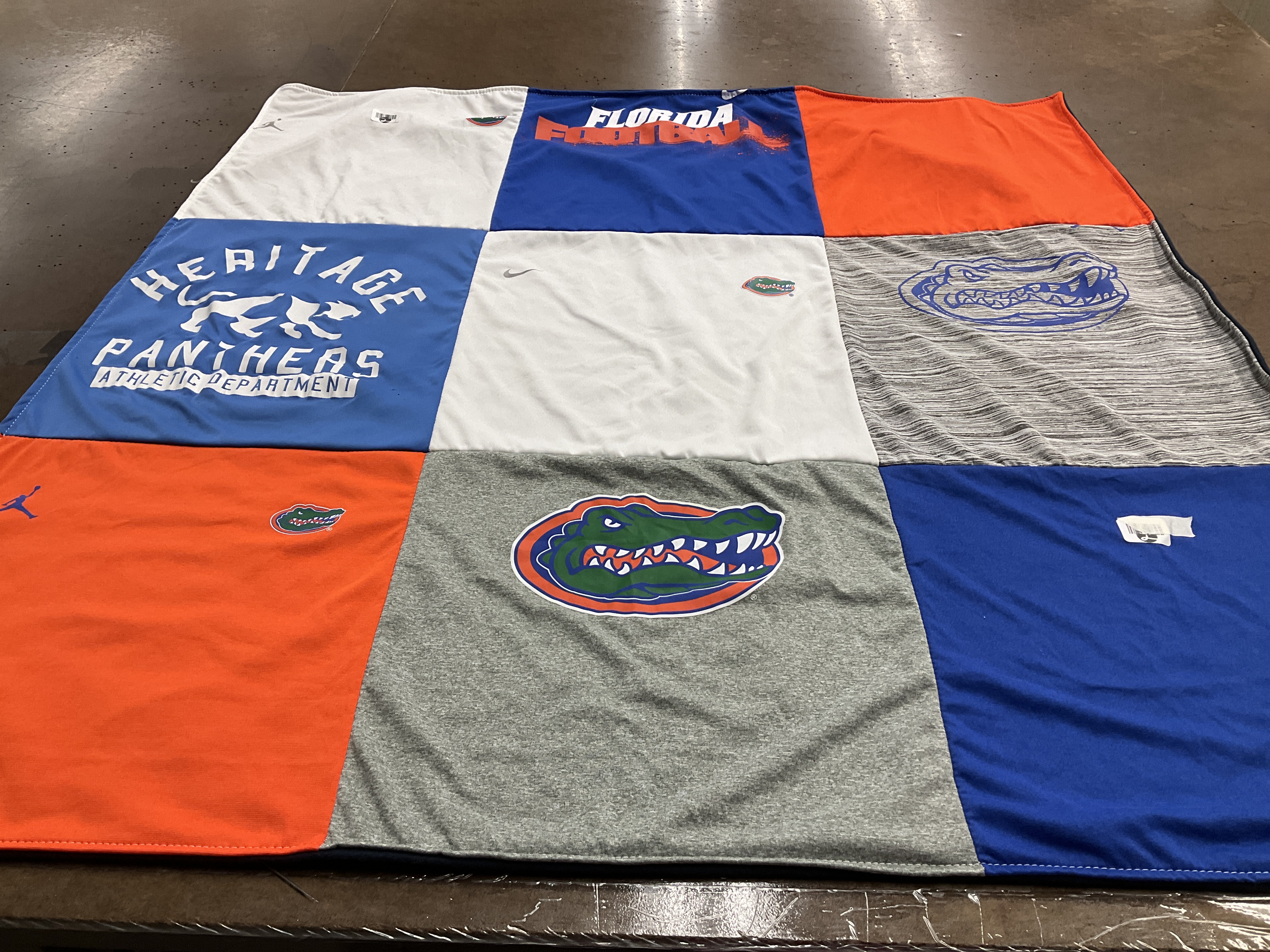 Custom Project Repat t-shirt quilt with florida gators football team logos.