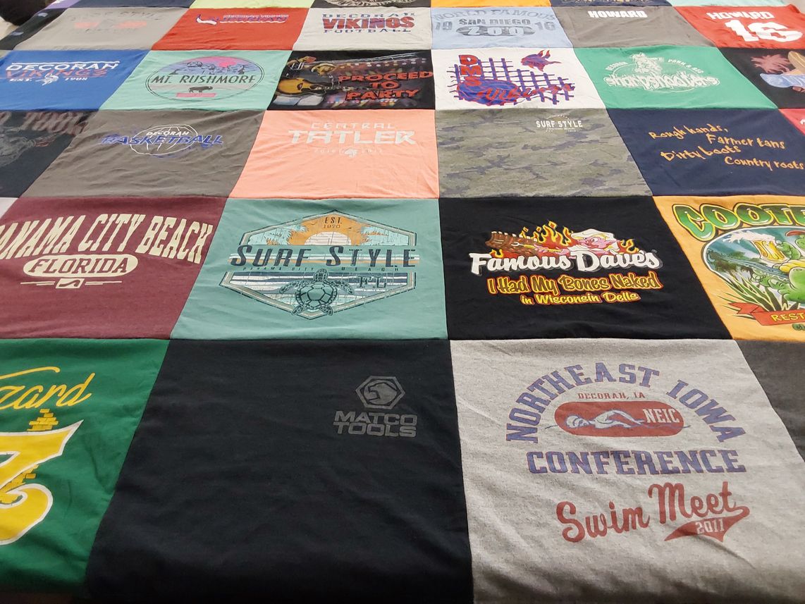 T-shirt quilt featuring decorah high school basketball team by Wendy from IA