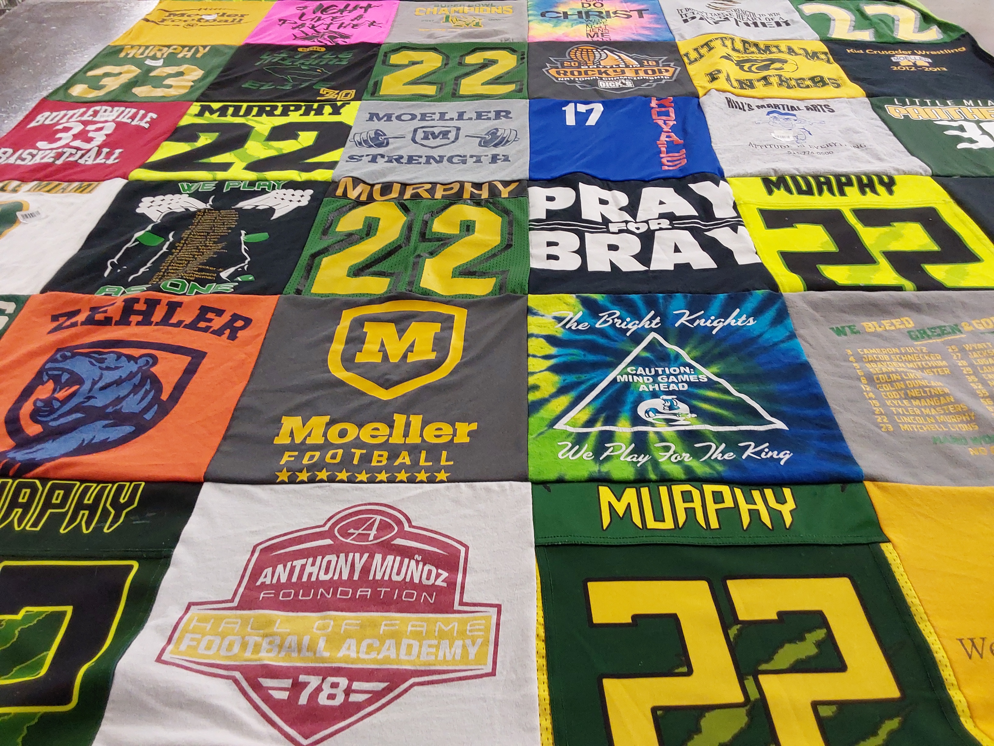T-shirt quilt featuring moeller football, little miami panthers by Nichole from OH