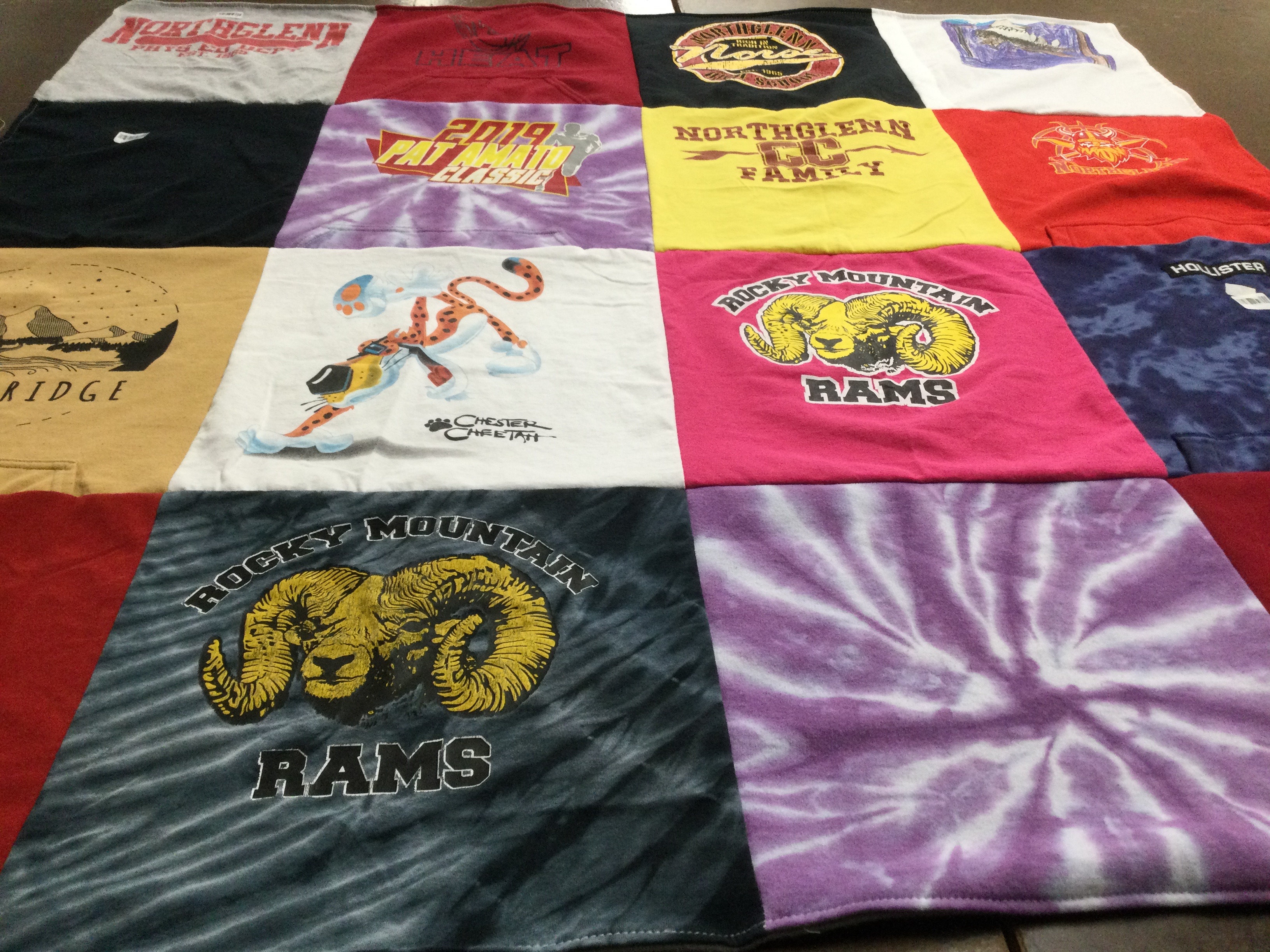 T-shirt quilt featuring rocky mountain high school rams by Stacie from CO