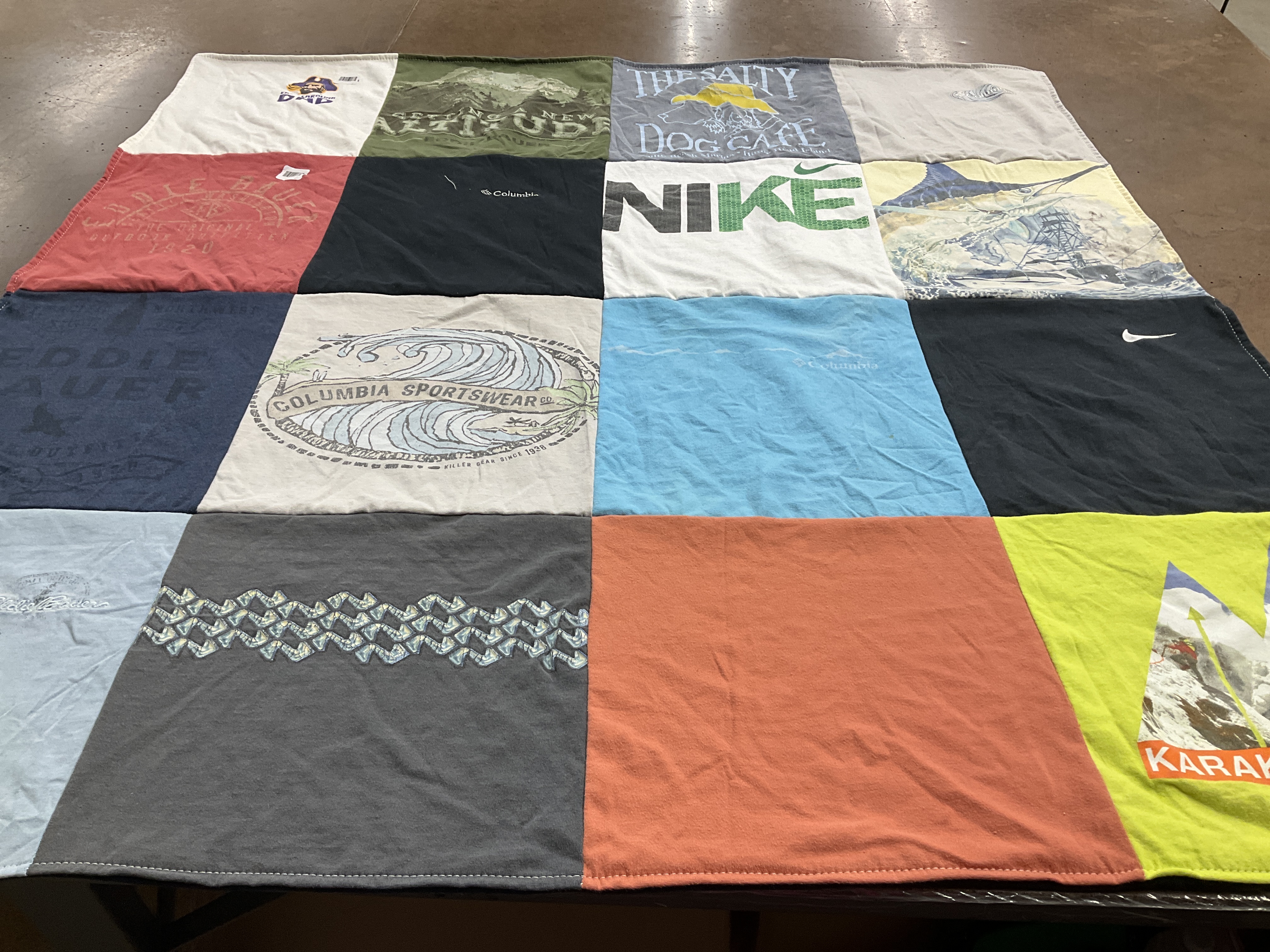 T-shirt quilt with outdoors, sports themes by Rhonda from NC