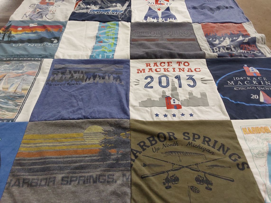 T-shirt quilt with sailing, boating themes by Andrea from TX