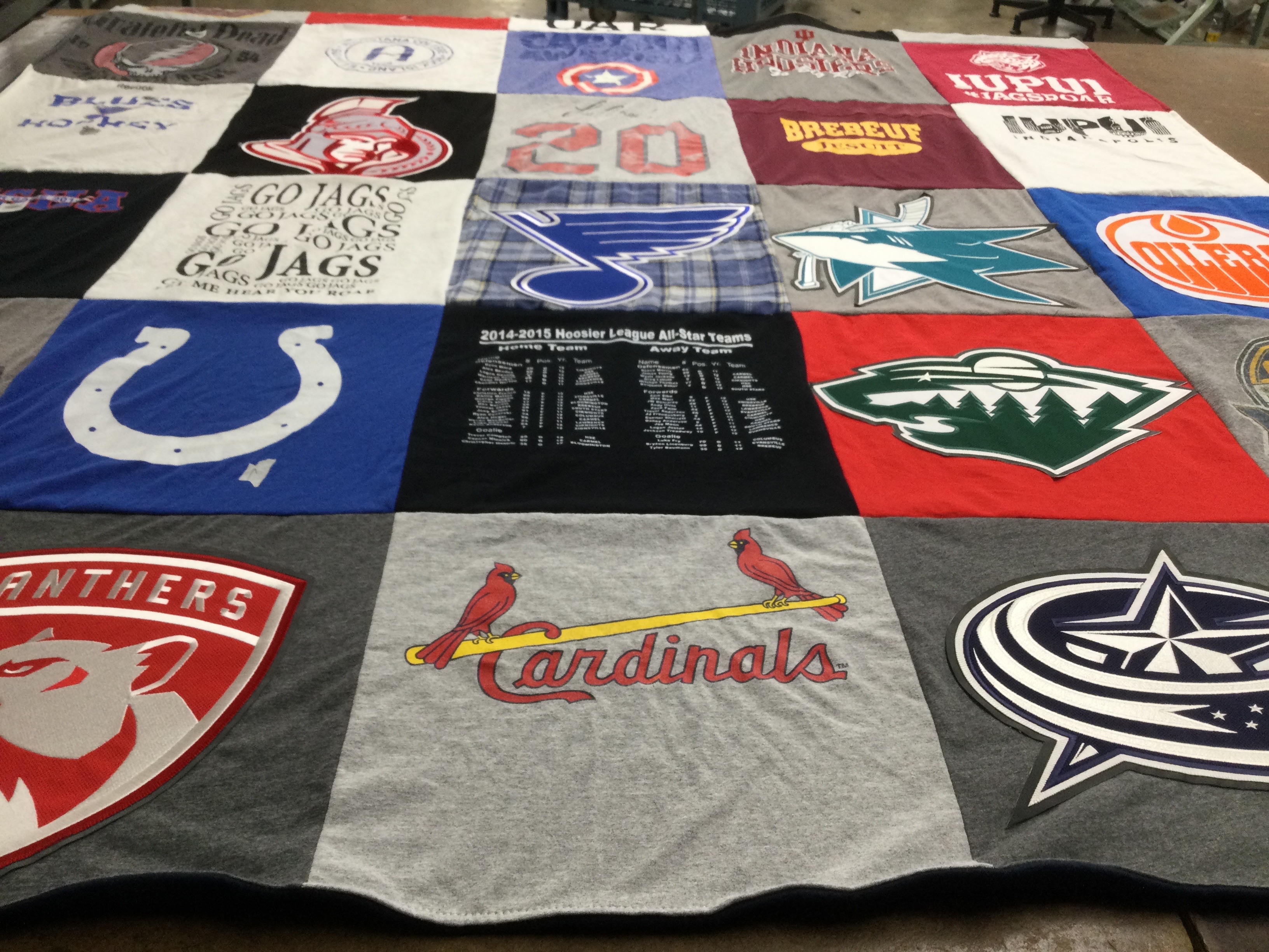 T-shirt quilt featuring indiana colts, st louis cardinals by Shereen from IN