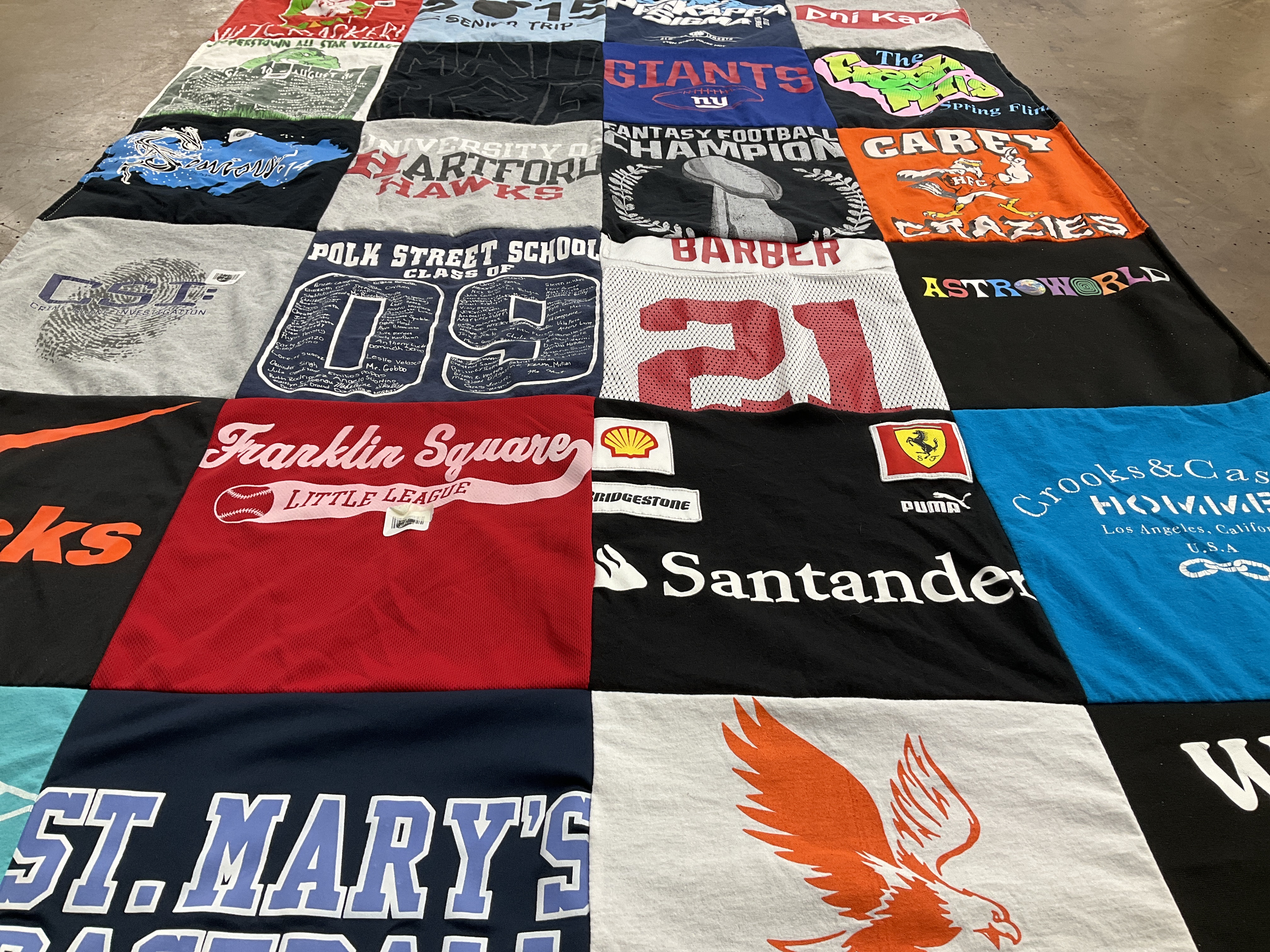 T-shirt quilt featuring franklin square little league, st. mary's basketball by Anna from NY