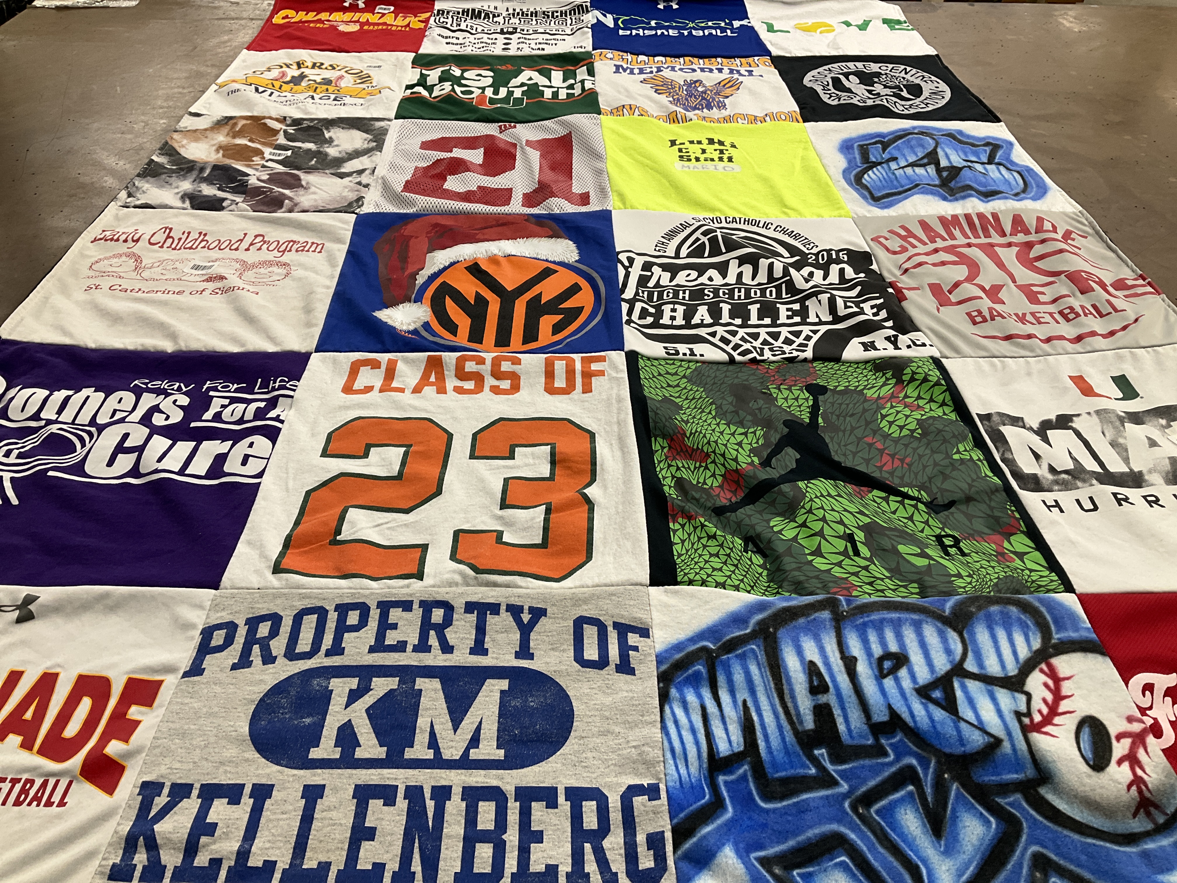 T-shirt quilt featuring miami hurricanes basketball by Anna from NY