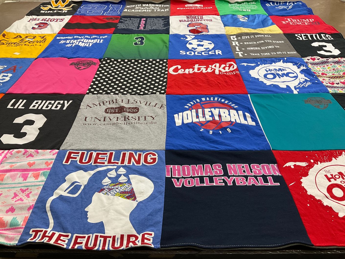 T-shirt quilt featuring north washington volleyball by CAROL from KY