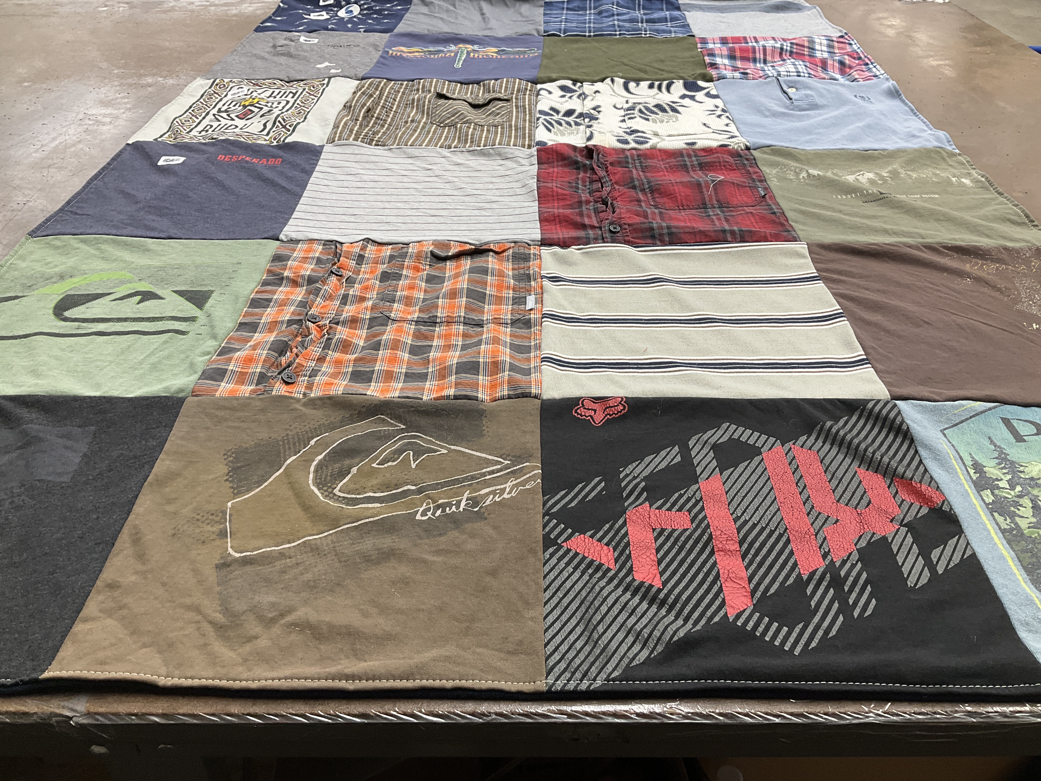 T-shirt quilt with outdoor activities, sports themes by Erinn from CO