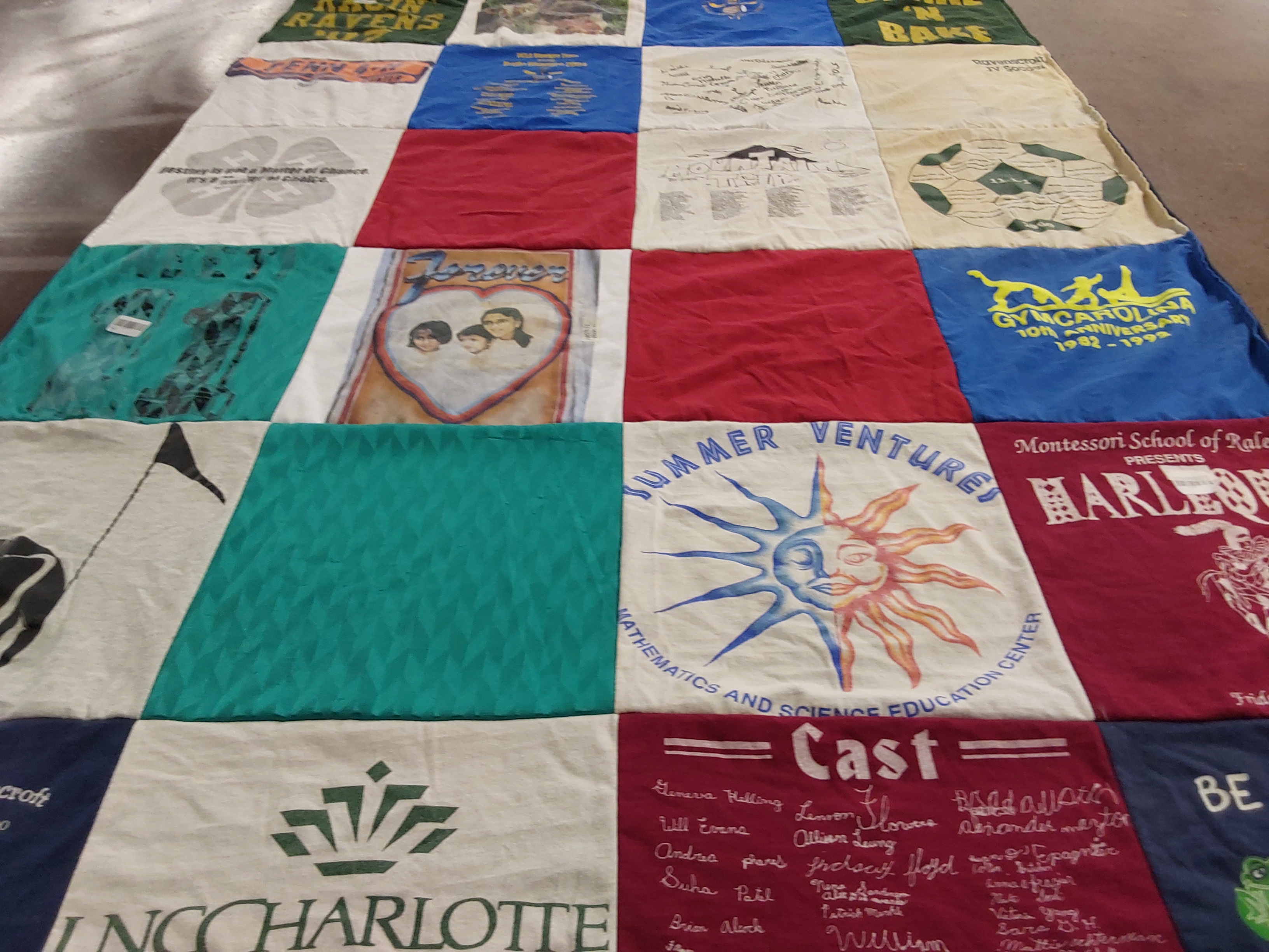 T-shirt quilt from unc charlotte by Usha from NC