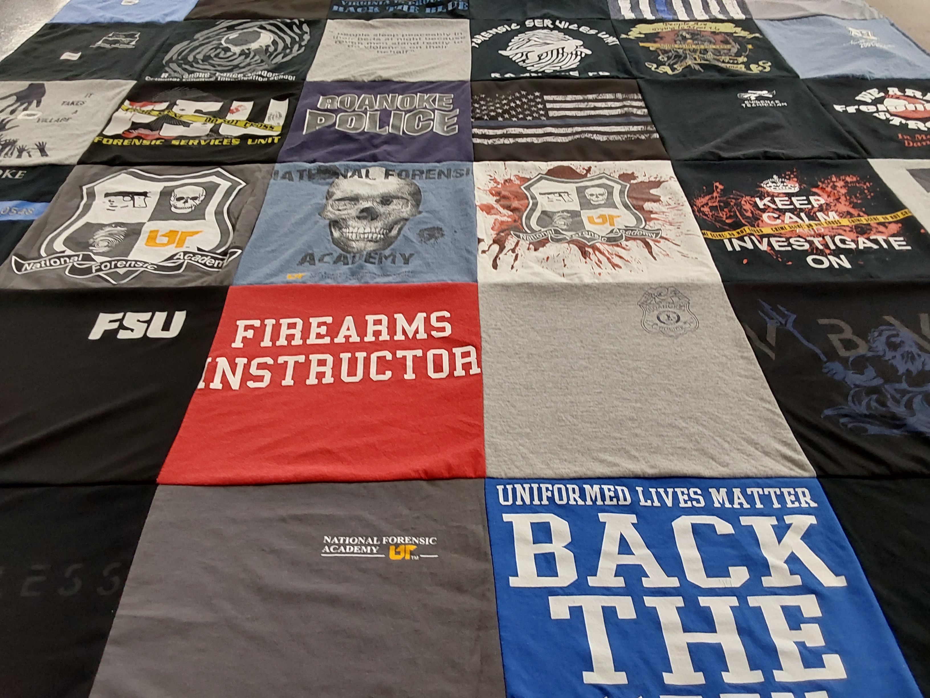 Custom Project Repat t-shirt quilt featuring shirts from florida state university, university of tennessee.