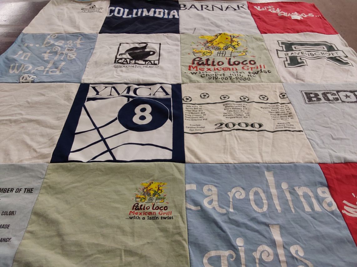 T-shirt quilt featuring ravenscroft school soccer team by Usha from NC