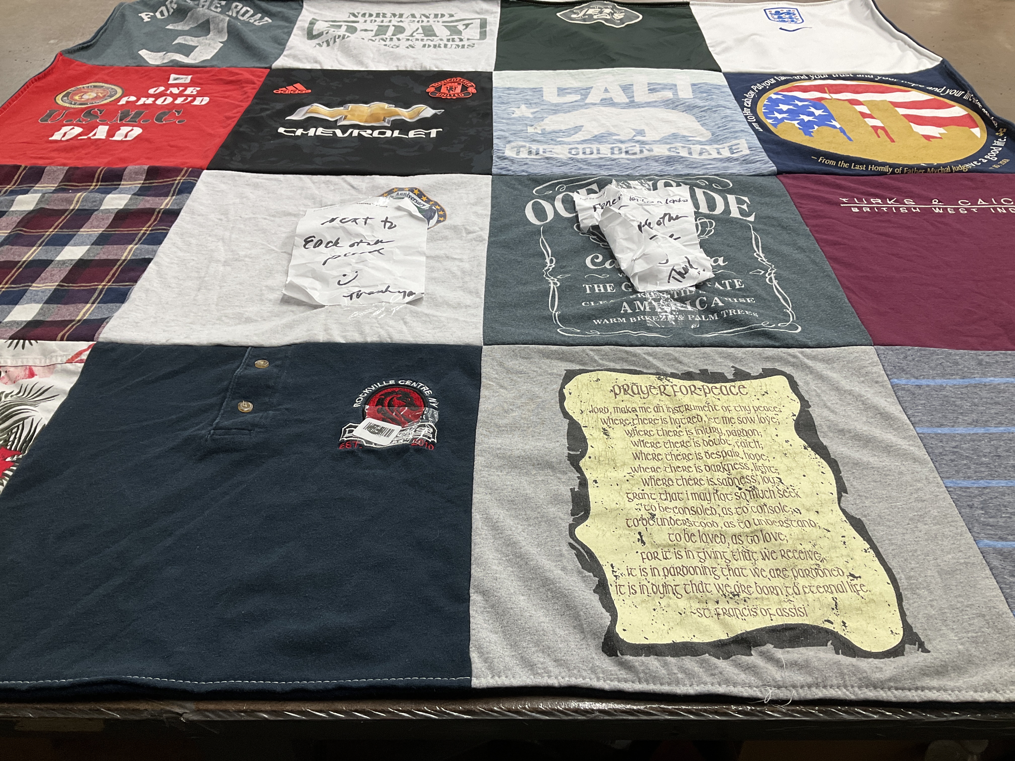 T-shirt quilt from rockville center high school by Theresa from NY