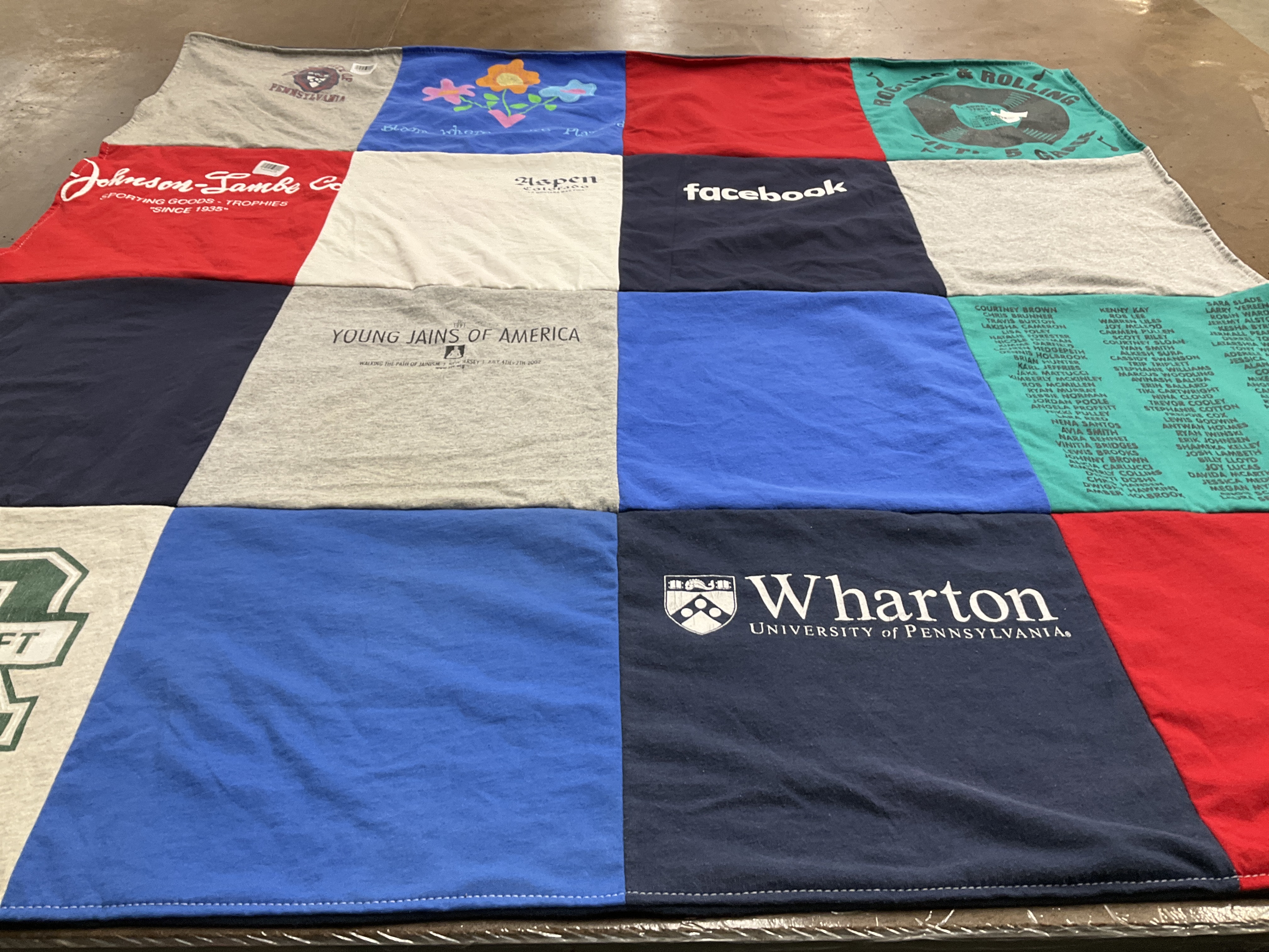 T-shirt quilt from wharton university of pennsylvania by Usha from NC