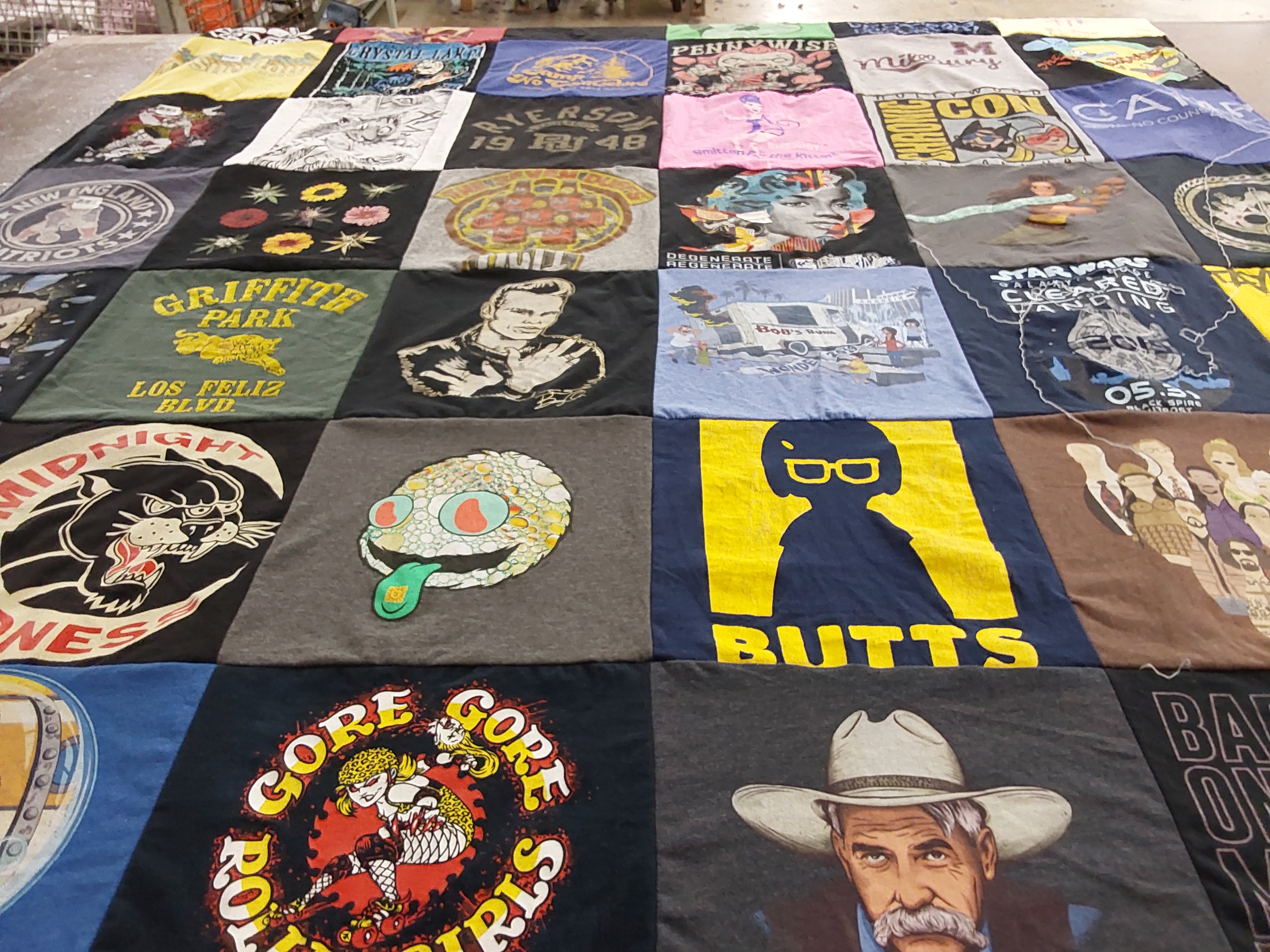 T-shirt quilt with roller skating, animation themes by Mary from CA
