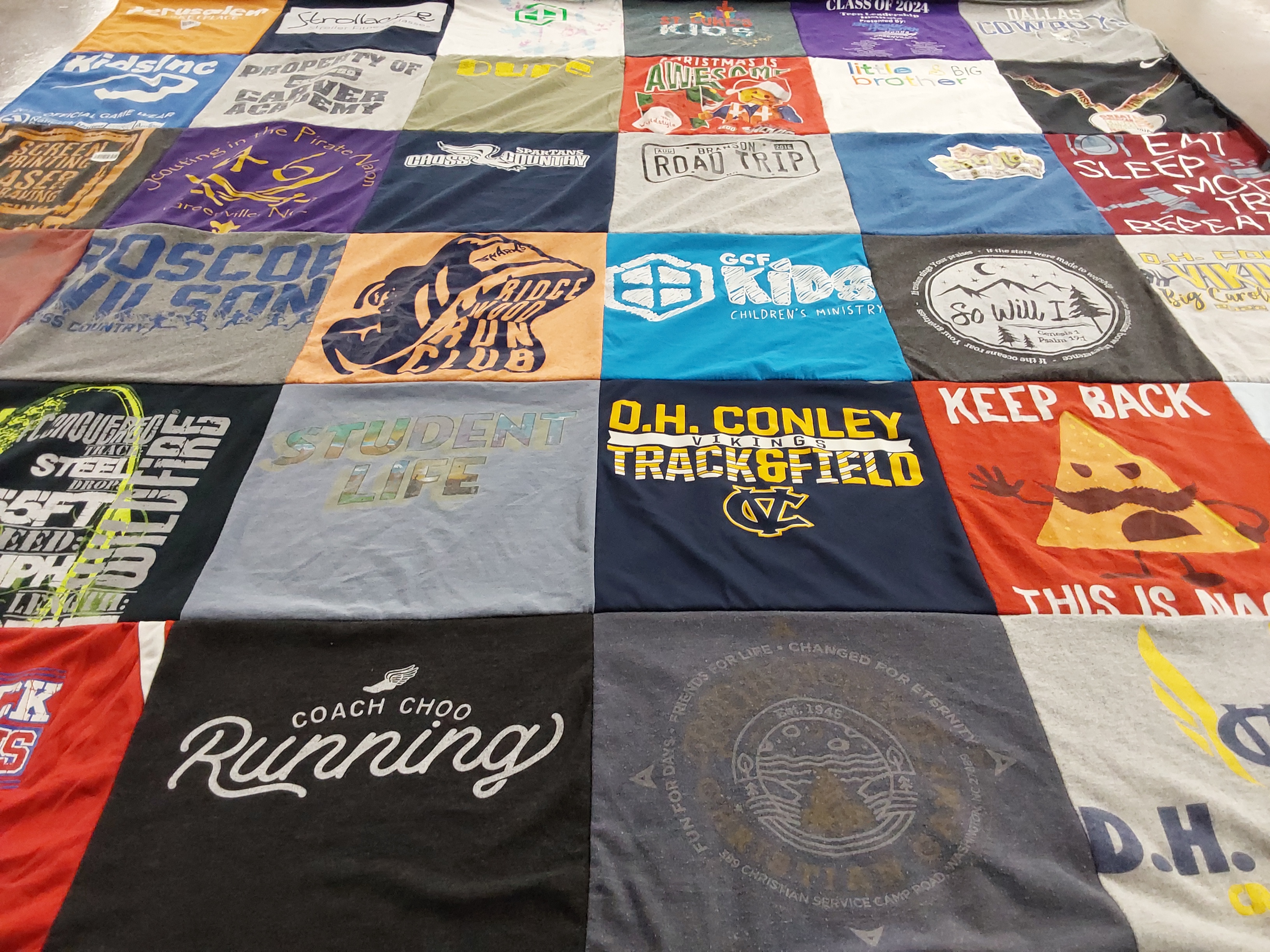 T-shirt quilt featuring o.h. conley vikings track and field by Heather from NC