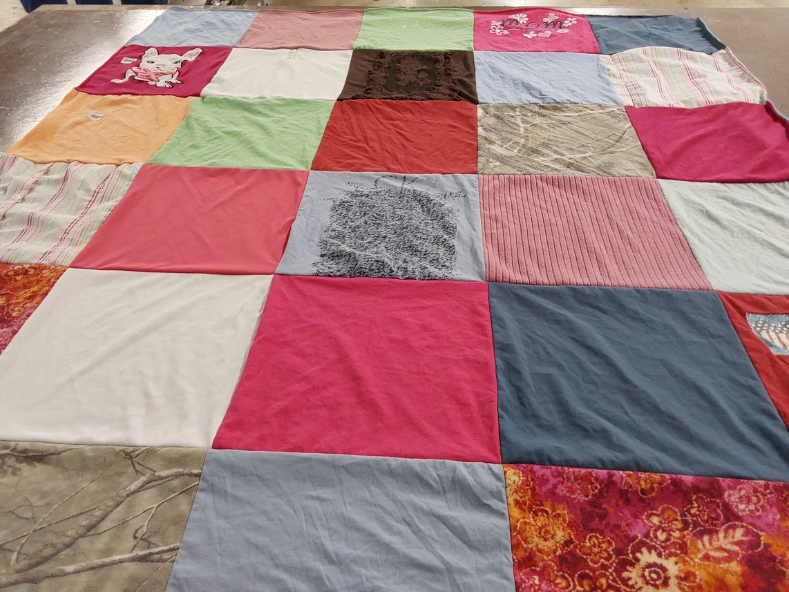 T-shirt quilt with sewing, crafting themes by Patty from TN