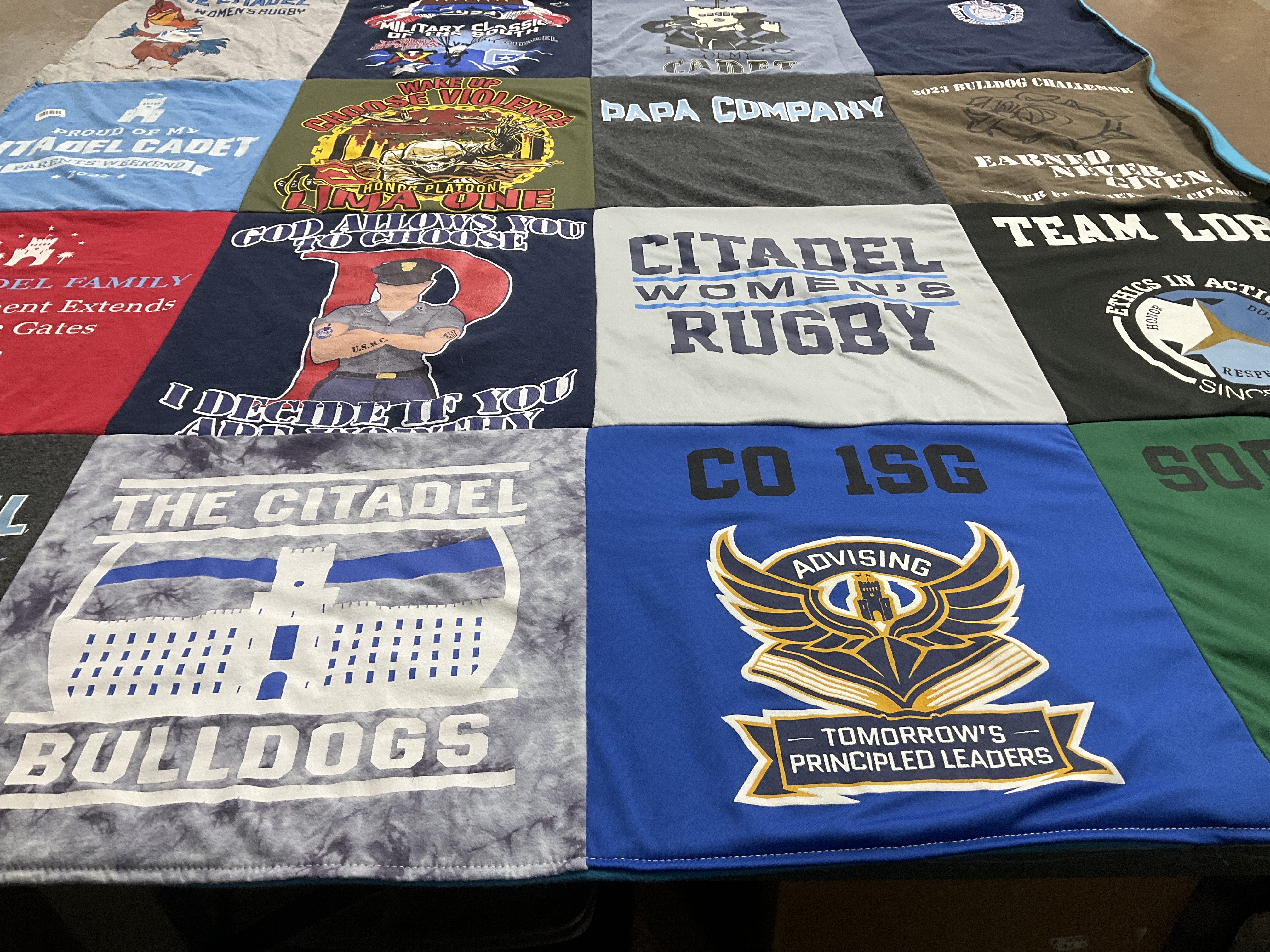 T-shirt quilt featuring the citadel bulldogs by Ann from VA