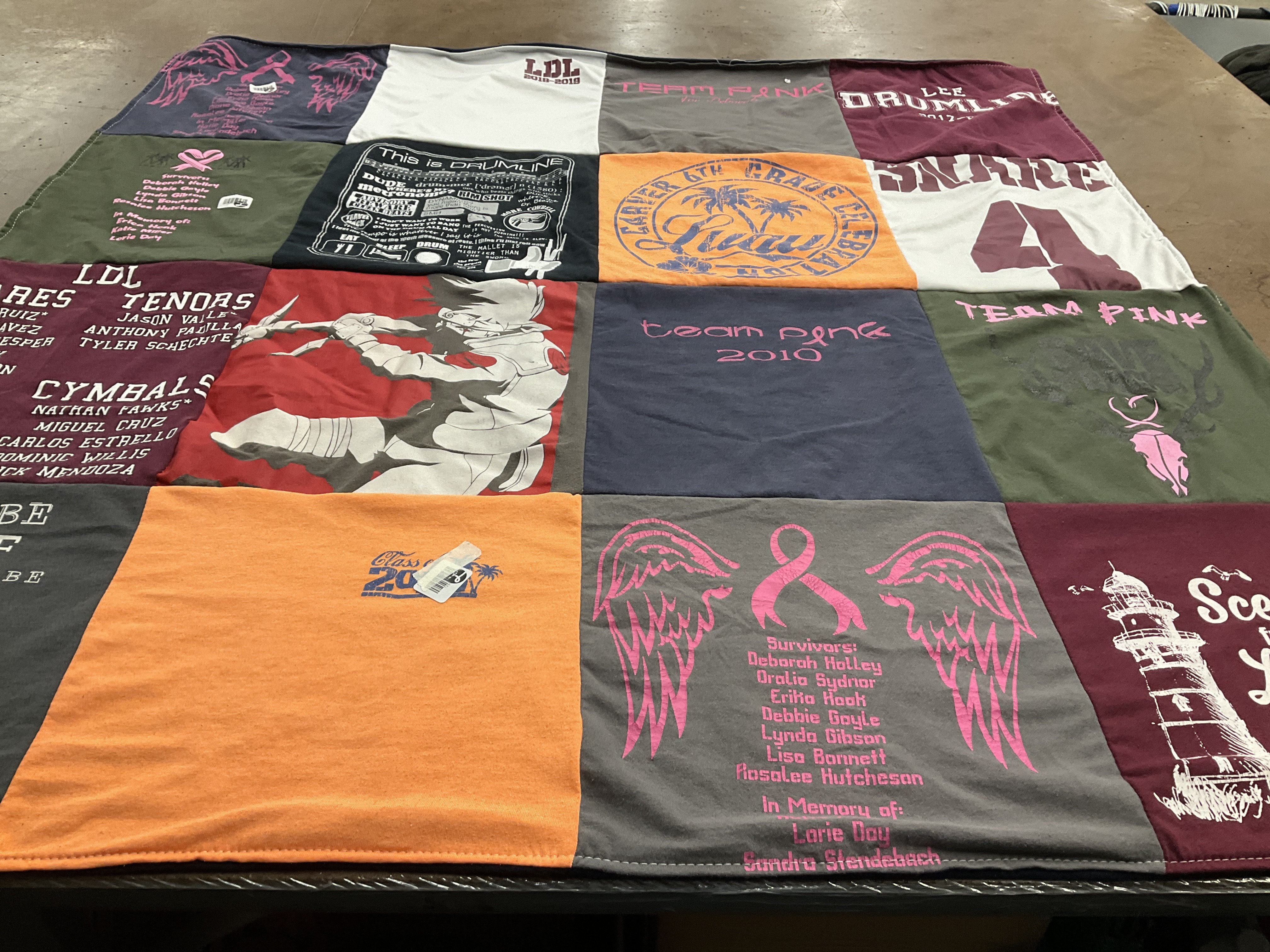 T-shirt quilt featuring team pink by Cathy from TX