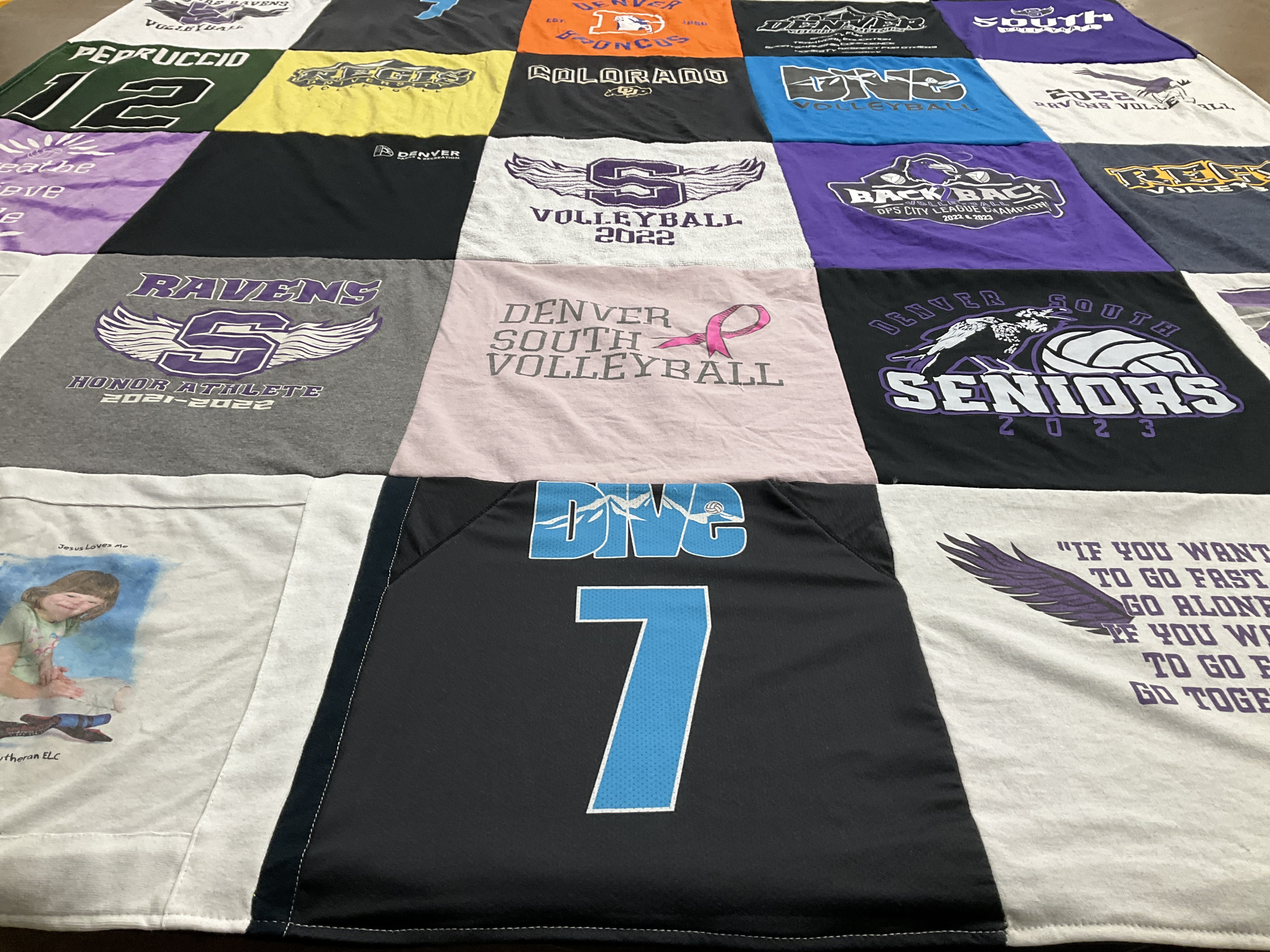 T-shirt quilt featuring denver south volleyball by Barb from CO