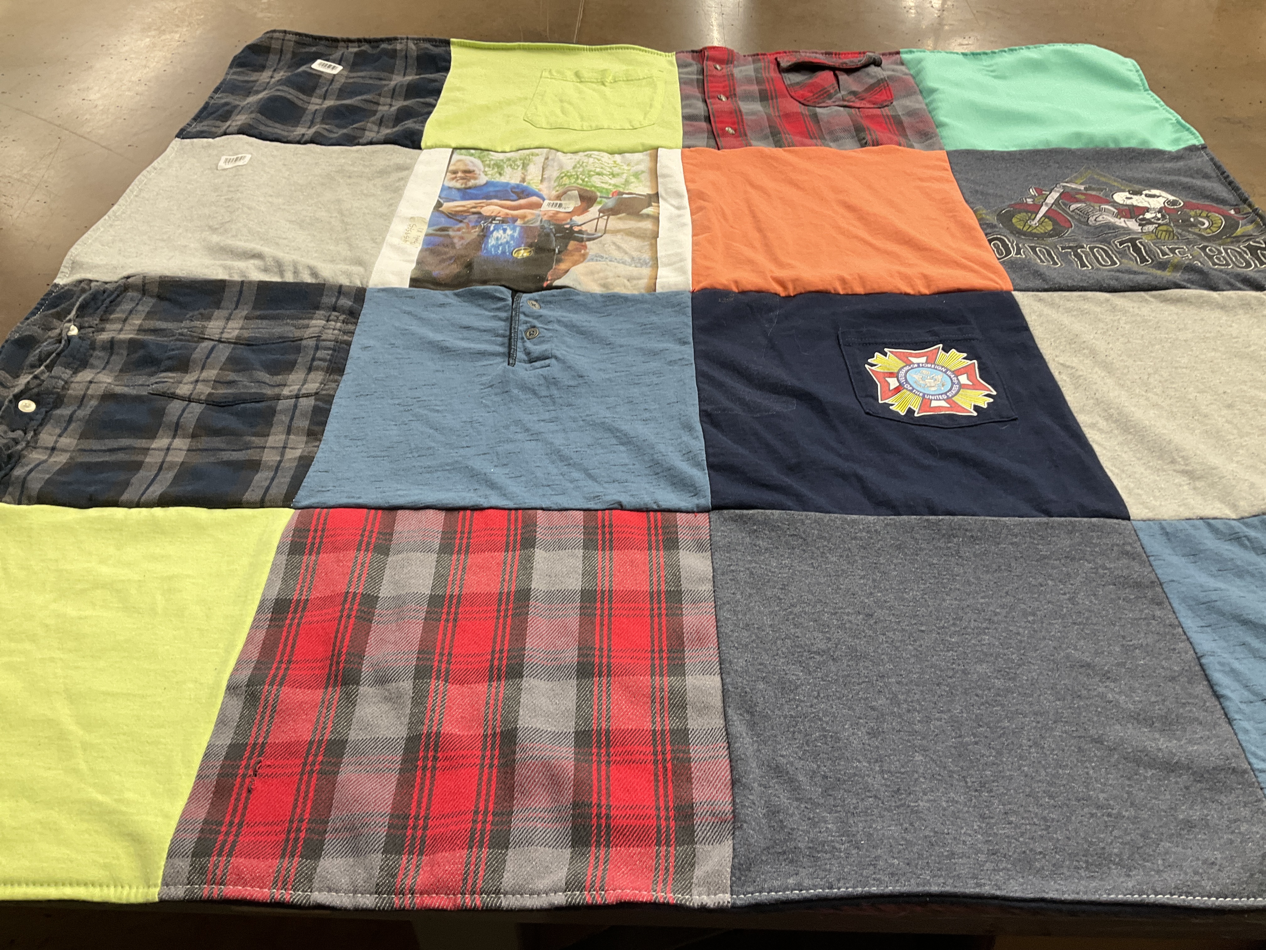 T-shirt quilt with photography, outdoor activities themes by Susan from NY