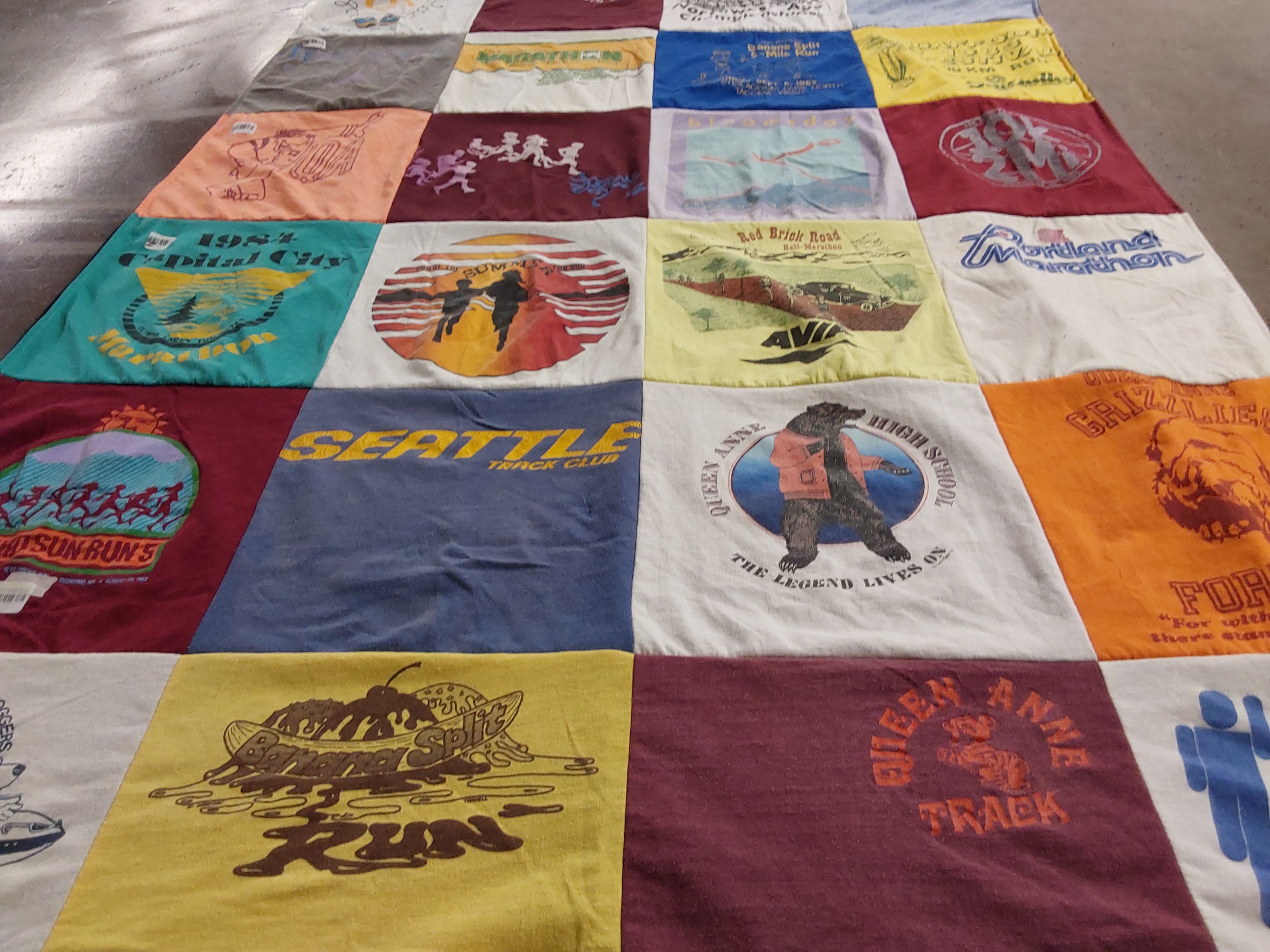 T-shirt quilt featuring queen anne track team by Deb from WA