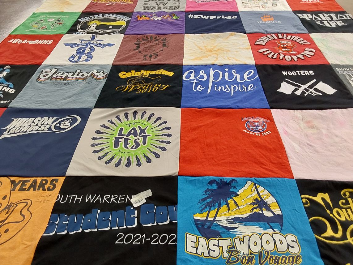 T-shirt quilt featuring south warren high school lacrosse team, warren high school sports team by Mary lynn from KY