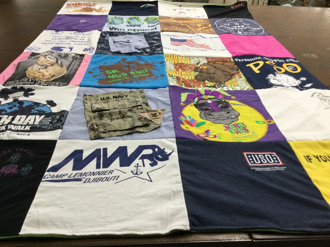 T-shirt quilt featuring u.s. navy by Teena from TX