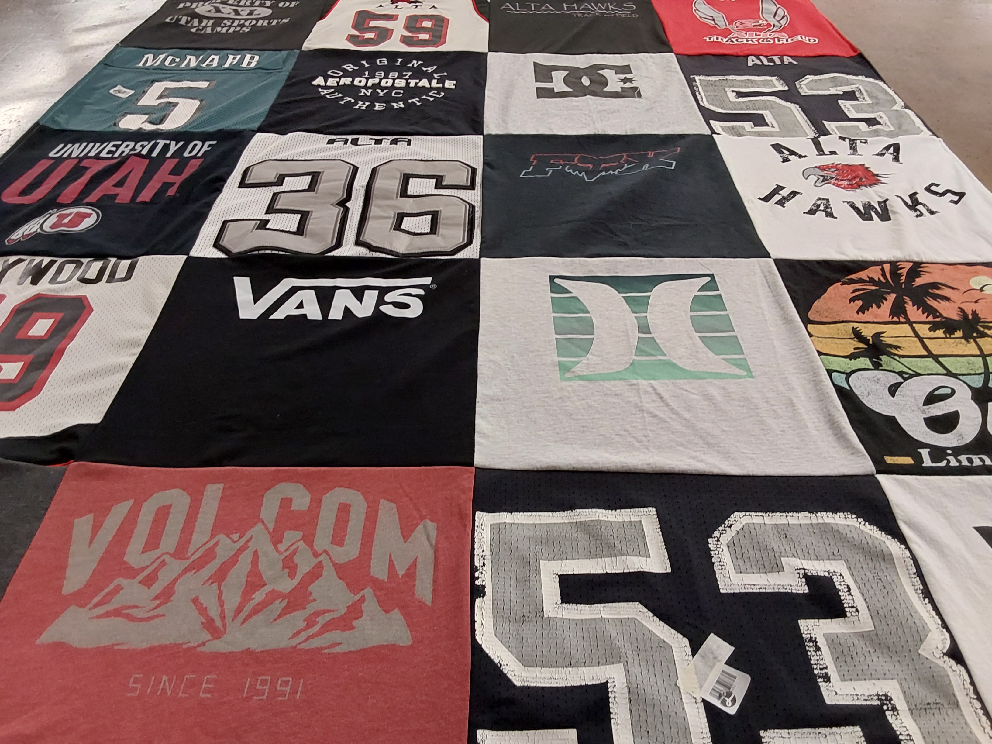T-shirt quilt featuring alta hawks by Janna from UT