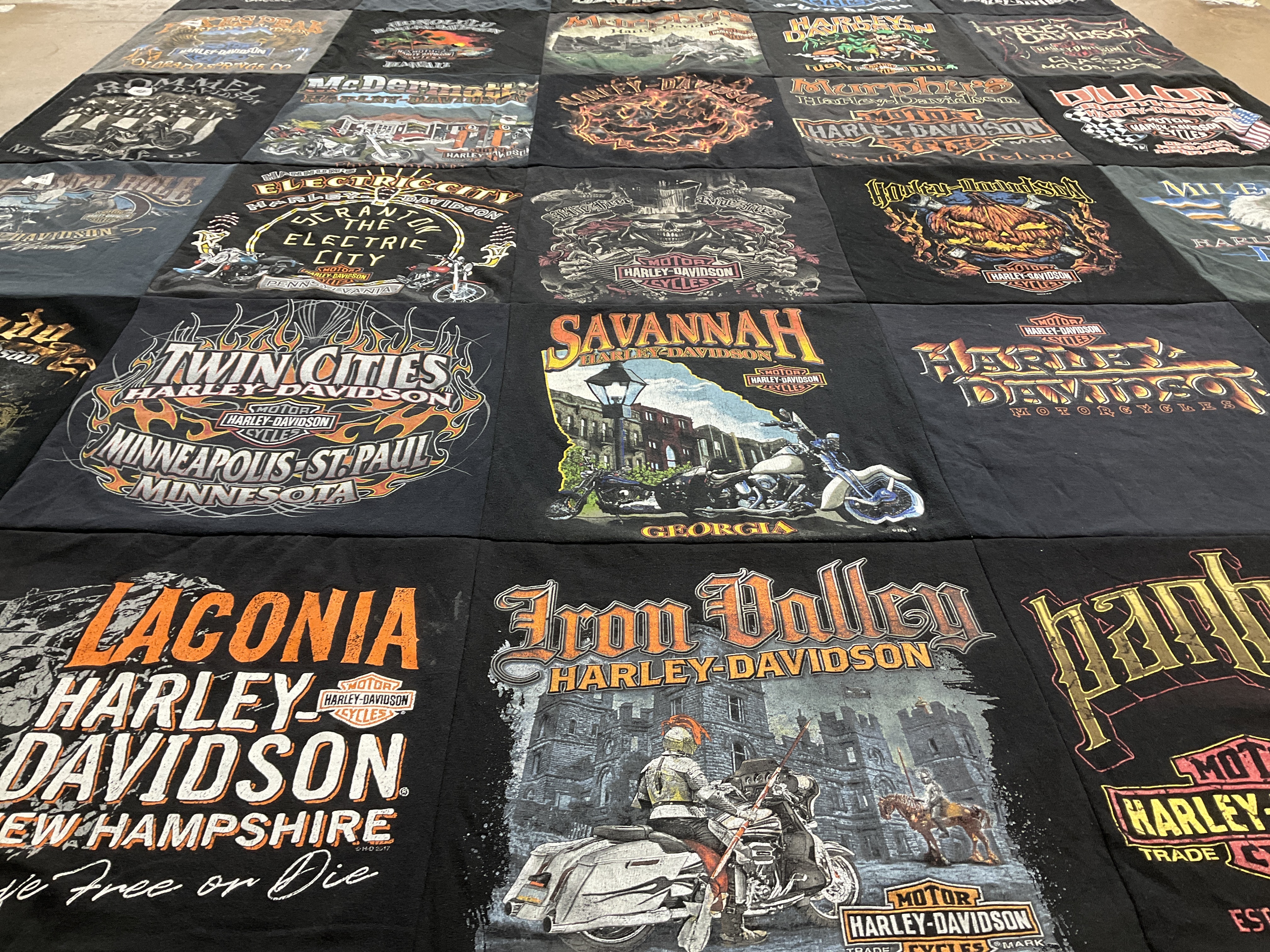 T-shirt quilt with motorcycles, biking themes by Anna from DE