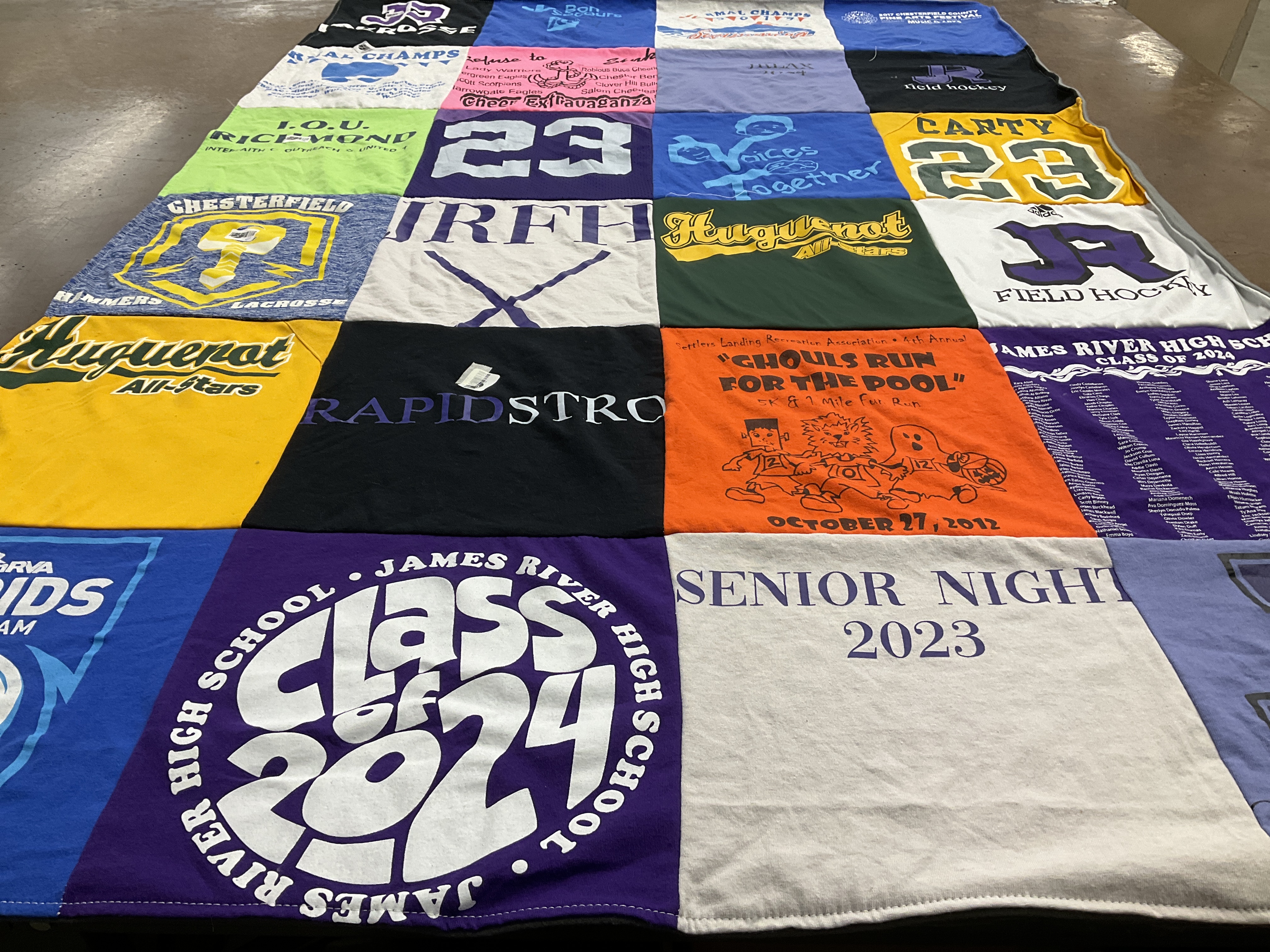 T-shirt quilt featuring james river high school field hockey, chesterfield lancers lacrosse by Jessica from VA