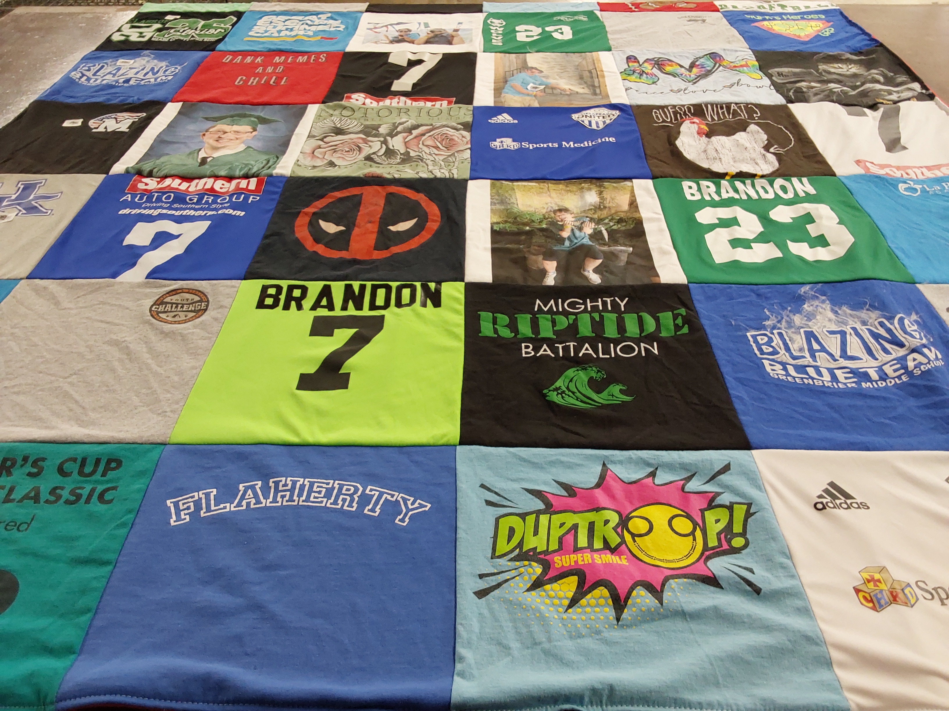 T-shirt quilt featuring mighty riptide battalion by Christy from KY