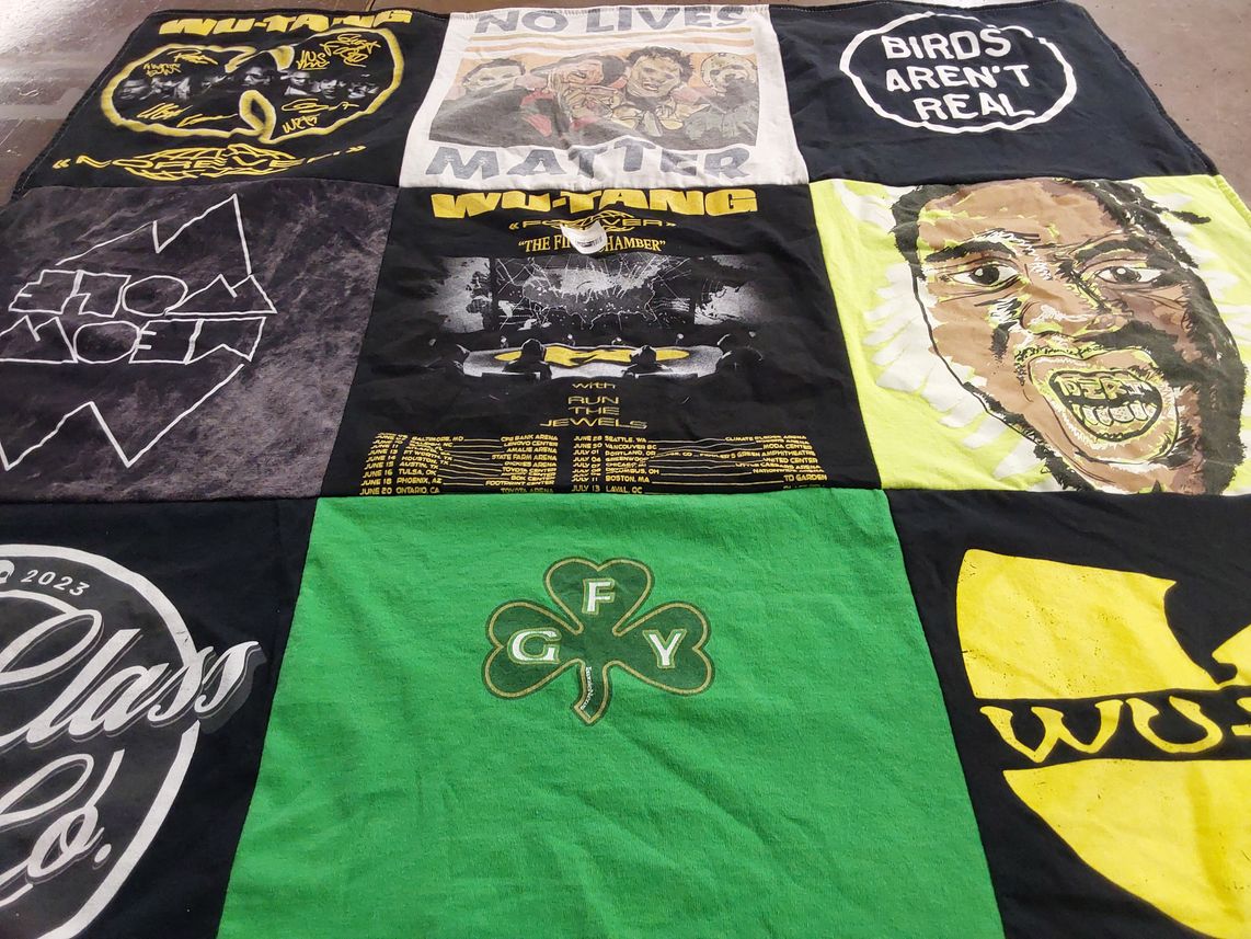 T-shirt quilt with music, hip hop themes by Brian from FL