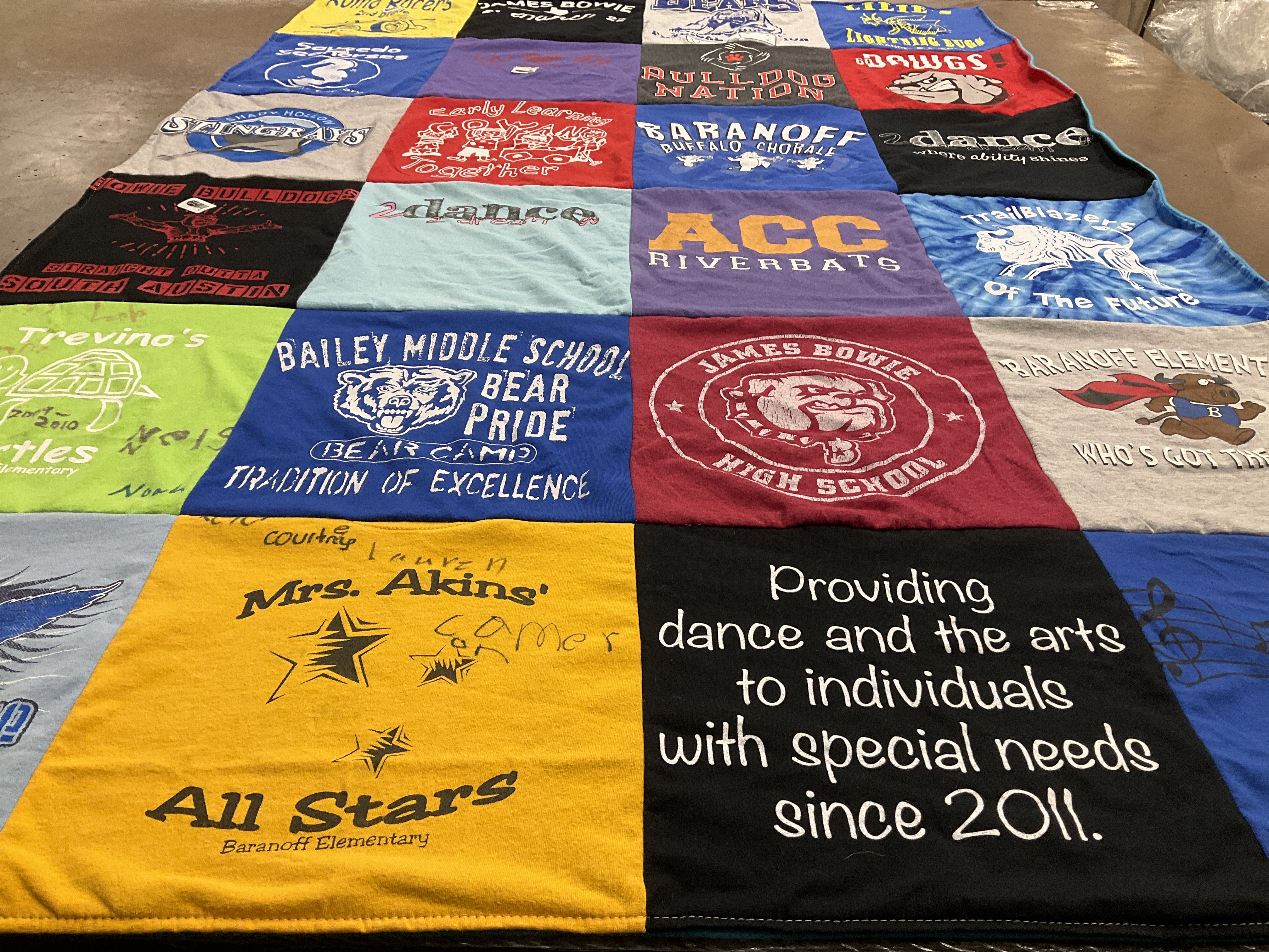 T-shirt quilt featuring riverbats, bulldogs by Patricia from TX