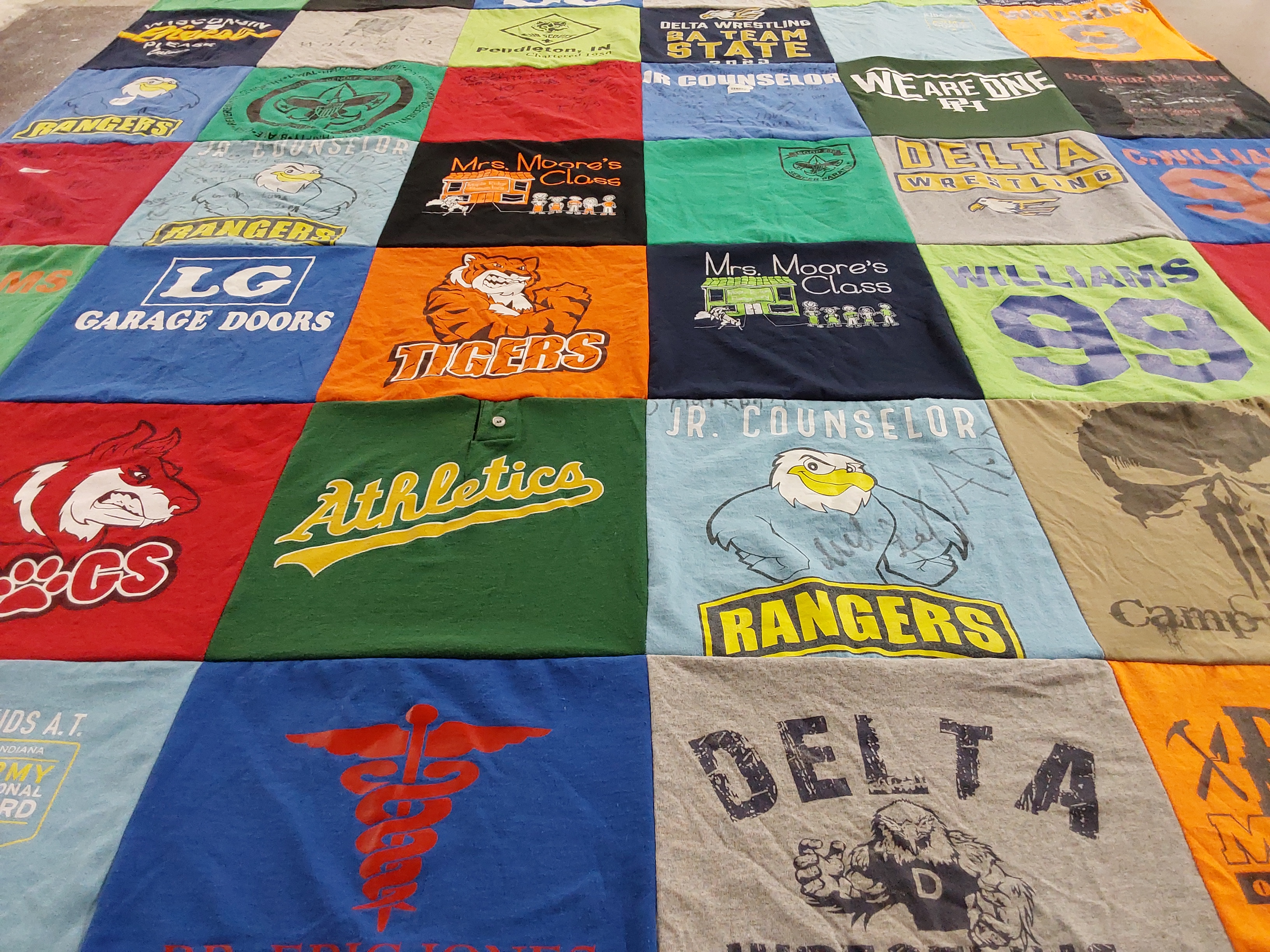 T-shirt quilt featuring rangers, tigers by Ashley from IN