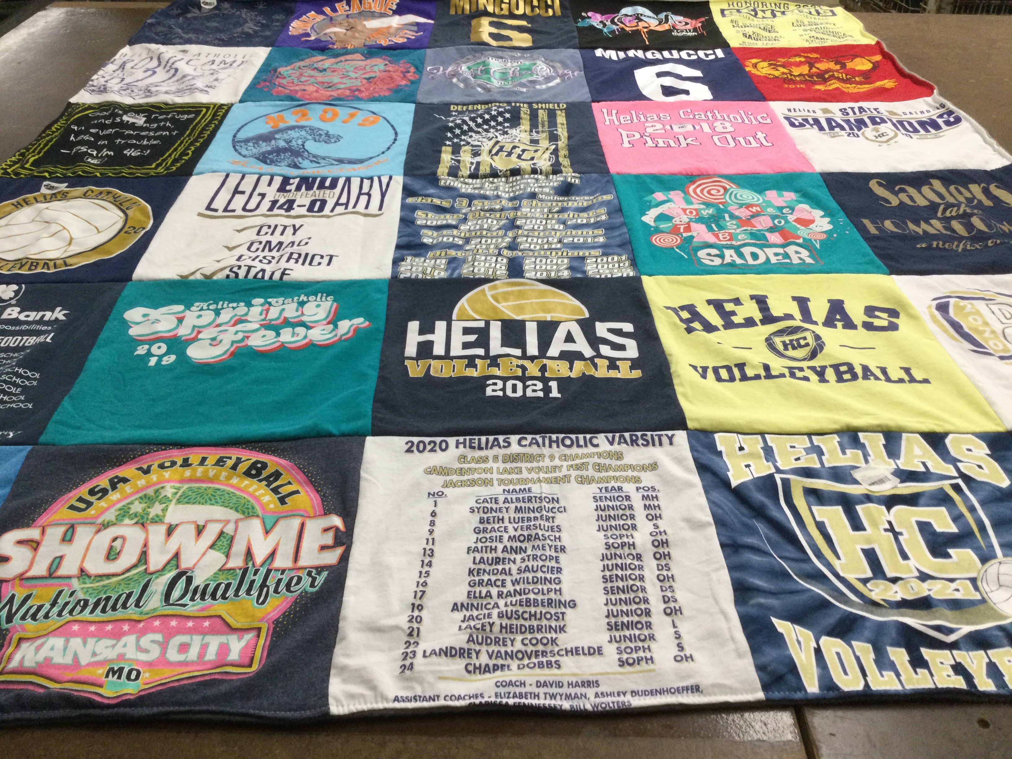T-shirt quilt featuring helas volleyball team by Tricia from MO