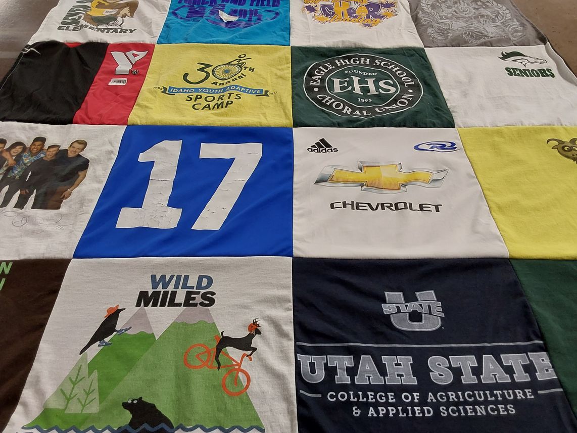T-shirt quilt from utah state university by Andrea from ID