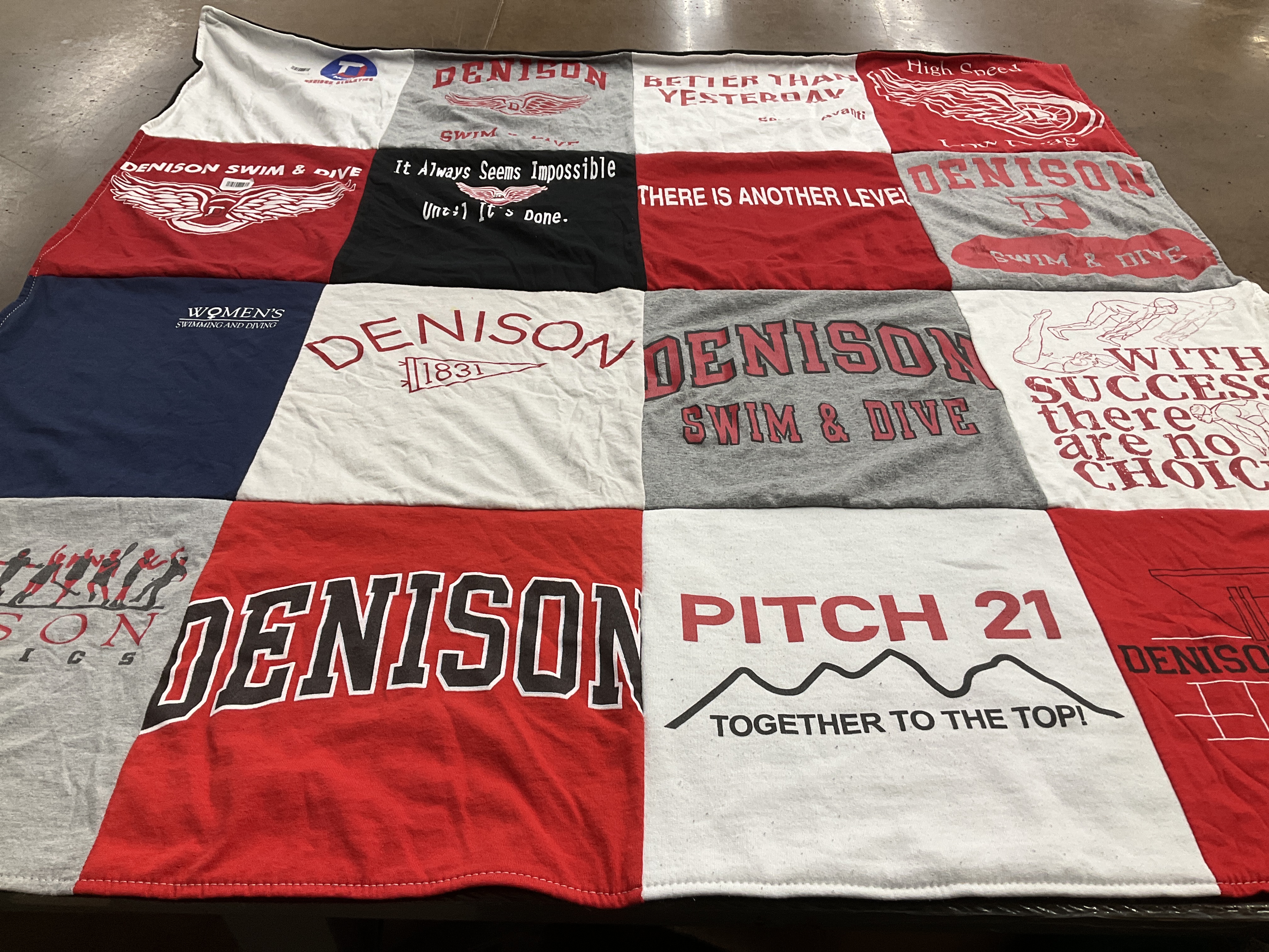 T-shirt quilt featuring denison swimming and diving, denison athletics by Abby from IL