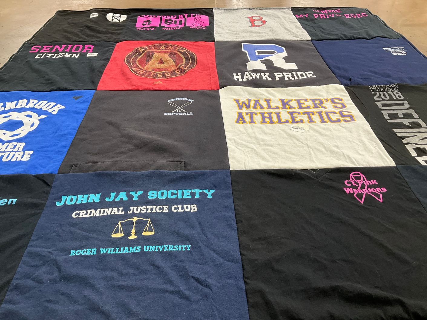T-shirt quilt featuring ct pink warriors by Jill from VA
