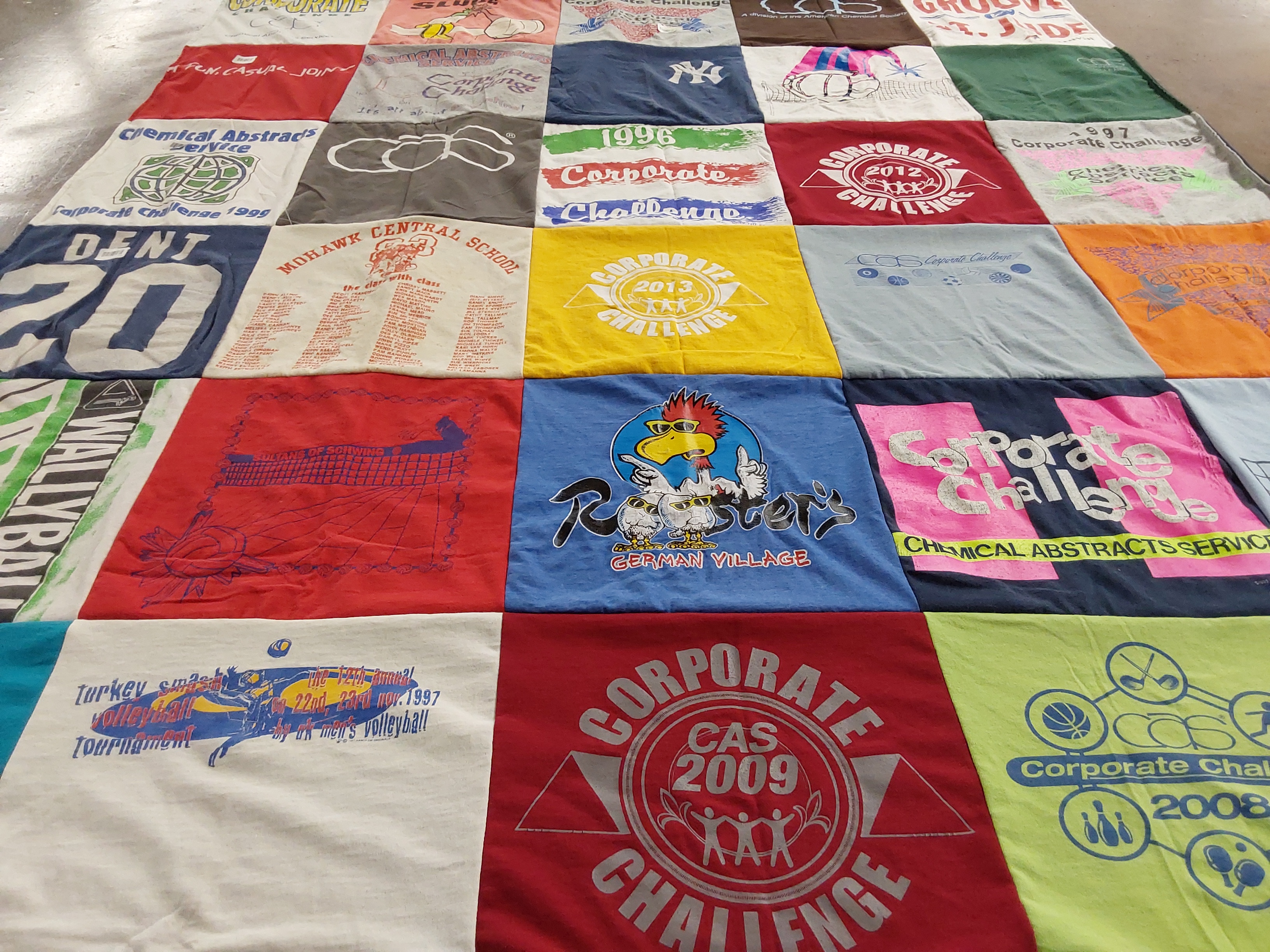 Custom Project Repat t-shirt quilt featuring shirts from mohawk central school.