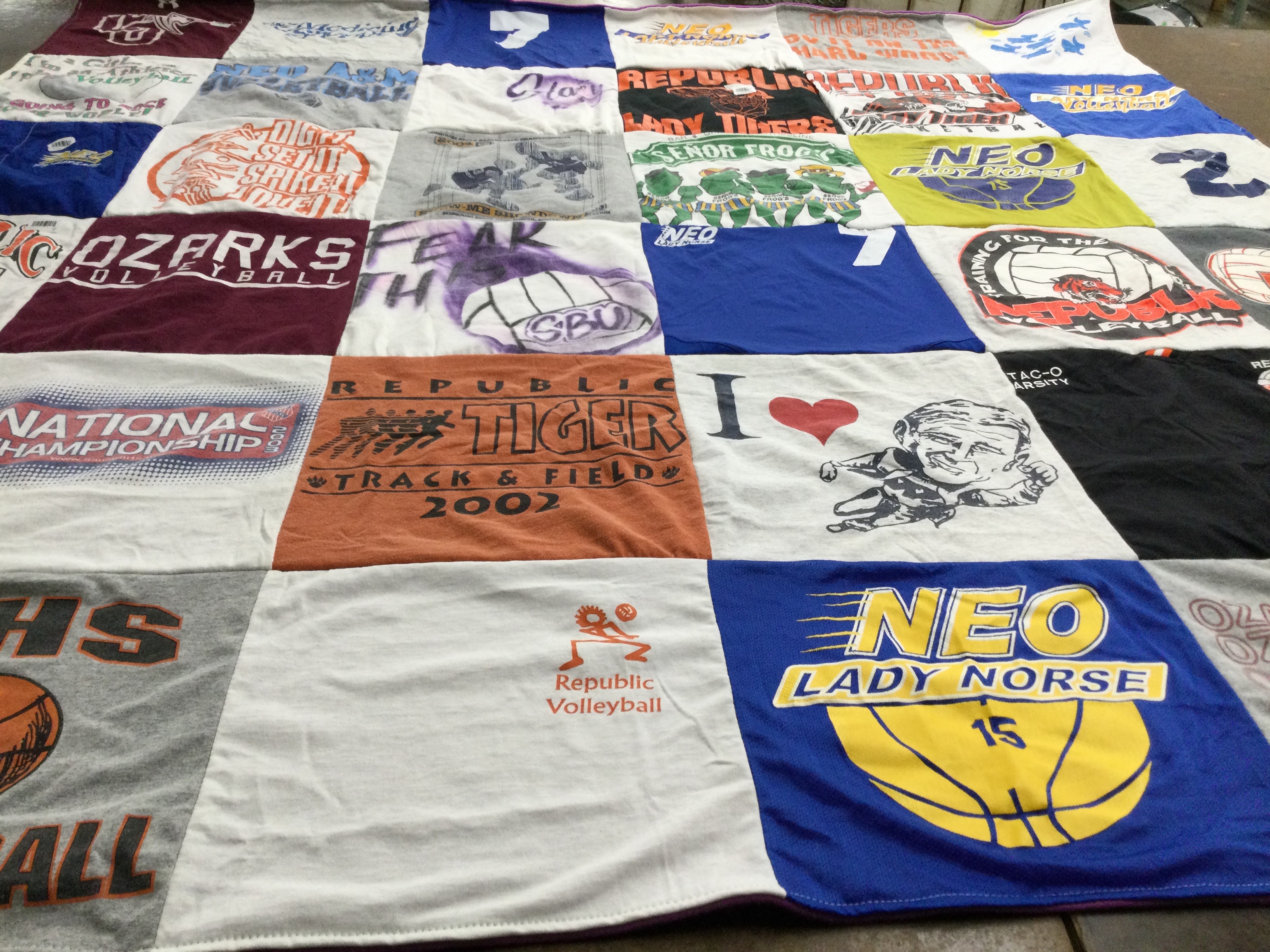 T-shirt quilt featuring republic tigers, neo lady norse by Tanner from MO