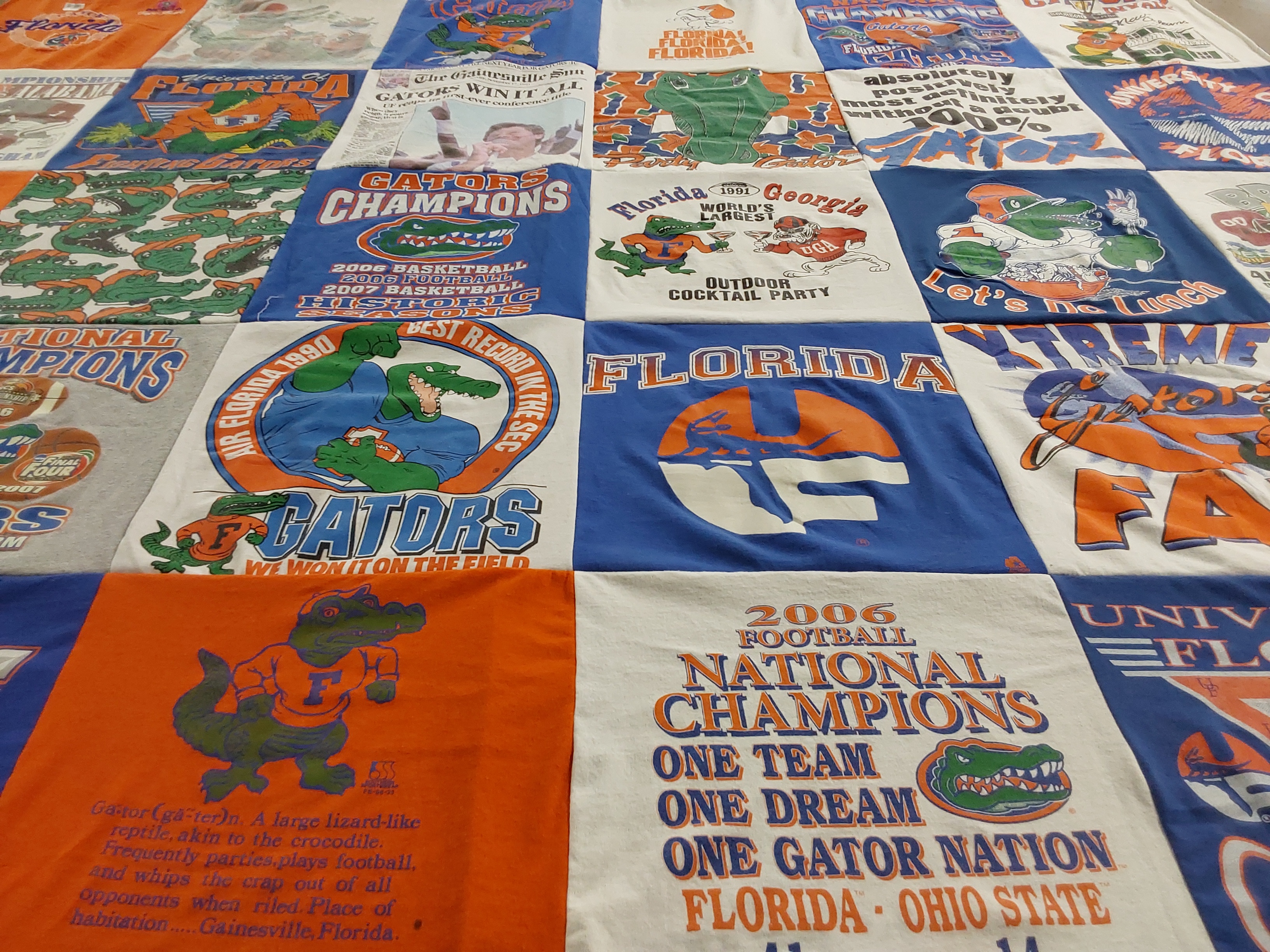 T-shirt quilt featuring university of florida gators by Jane from FL