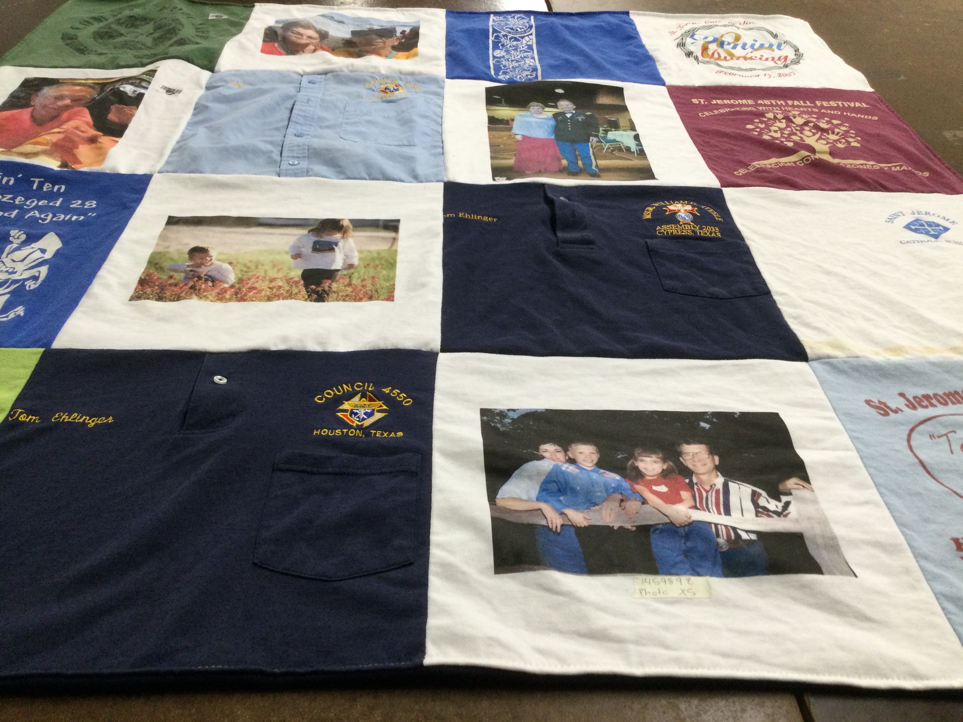 T-shirt quilt from st. jerome catholic school by Kathleen from TX