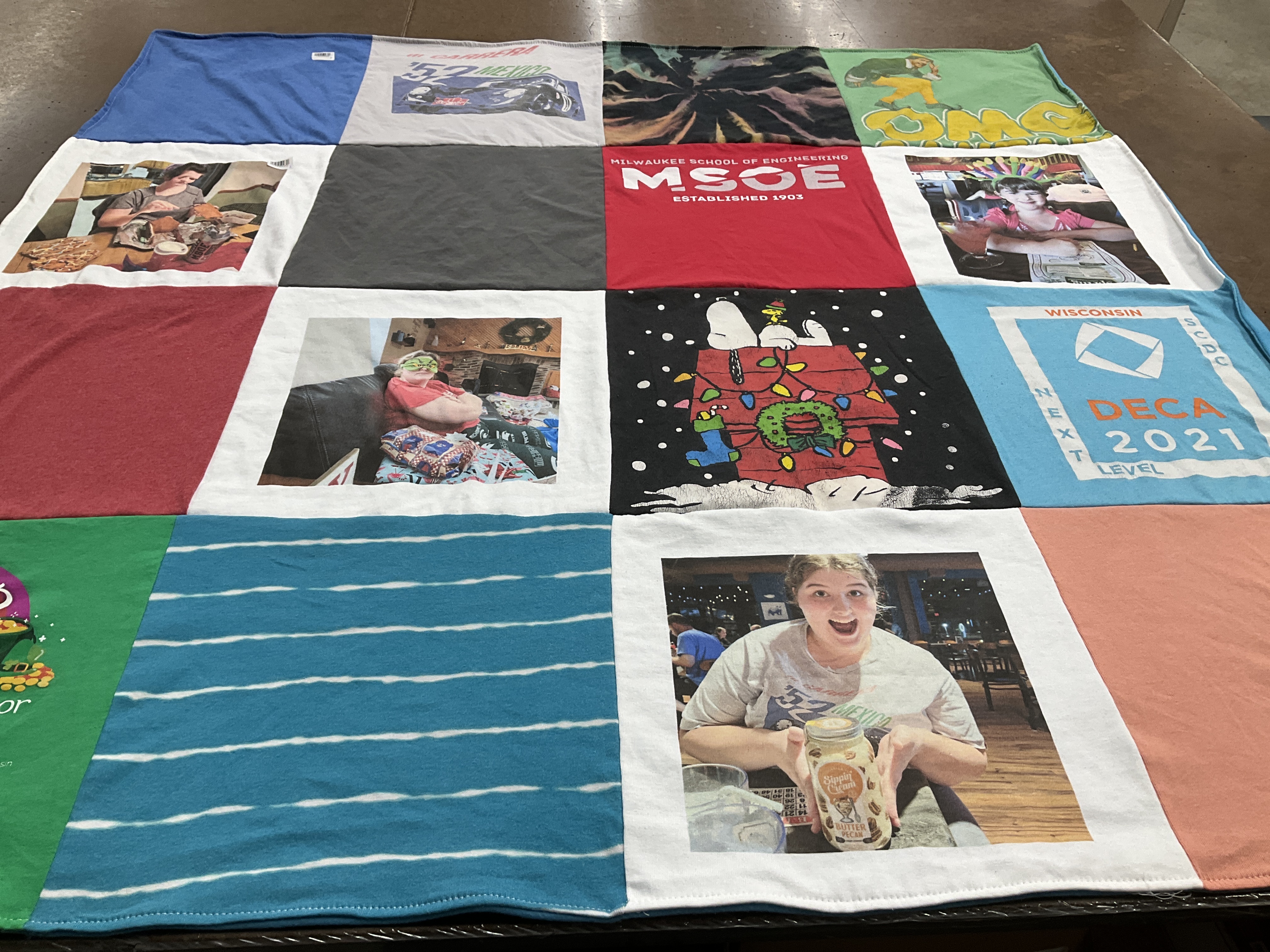 T-shirt quilt from milwaukee school of engineering by Cindy from WI