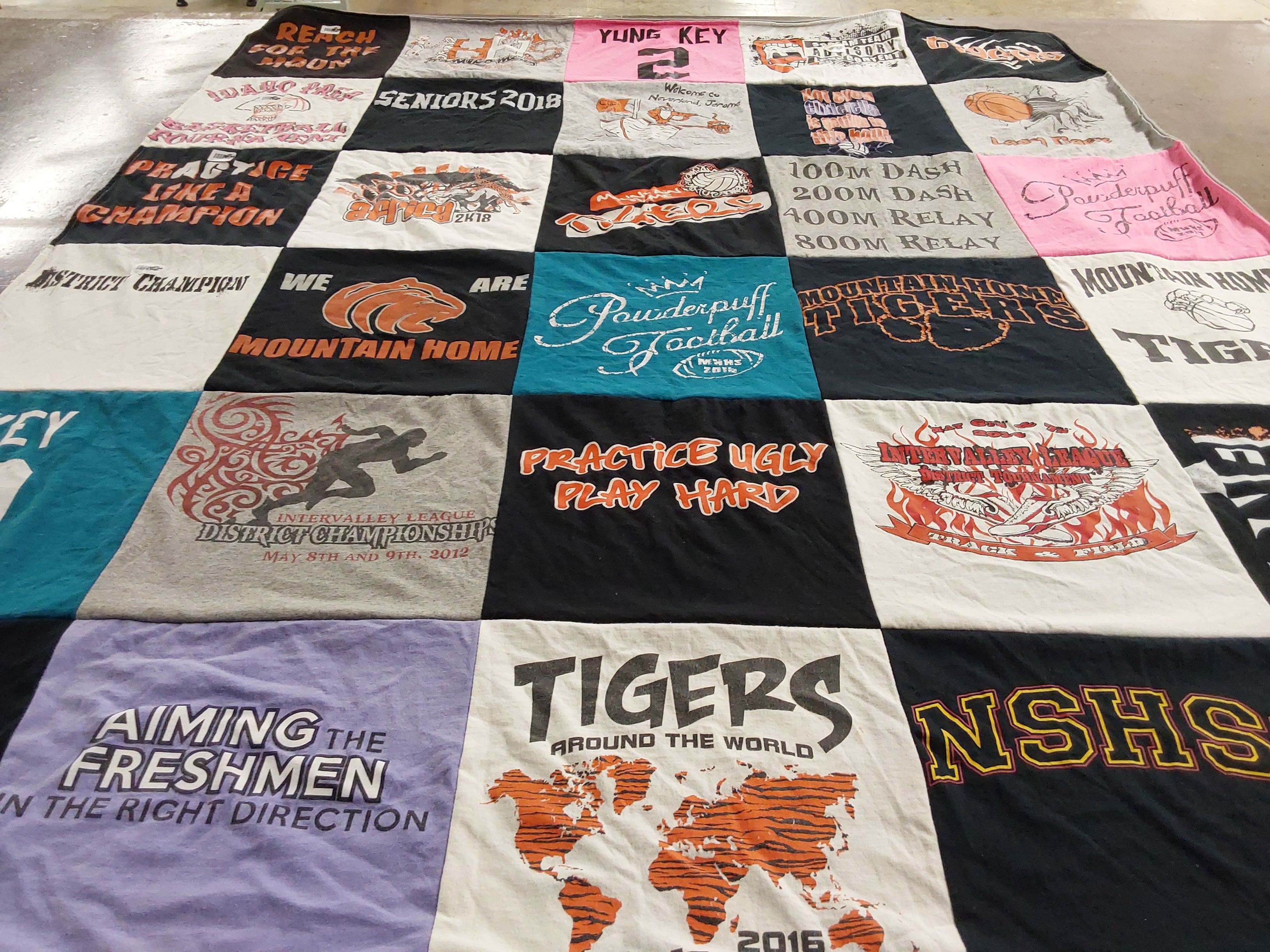 T-shirt quilt featuring mountain home tigers, northern heights tigers by Nikkita from ID