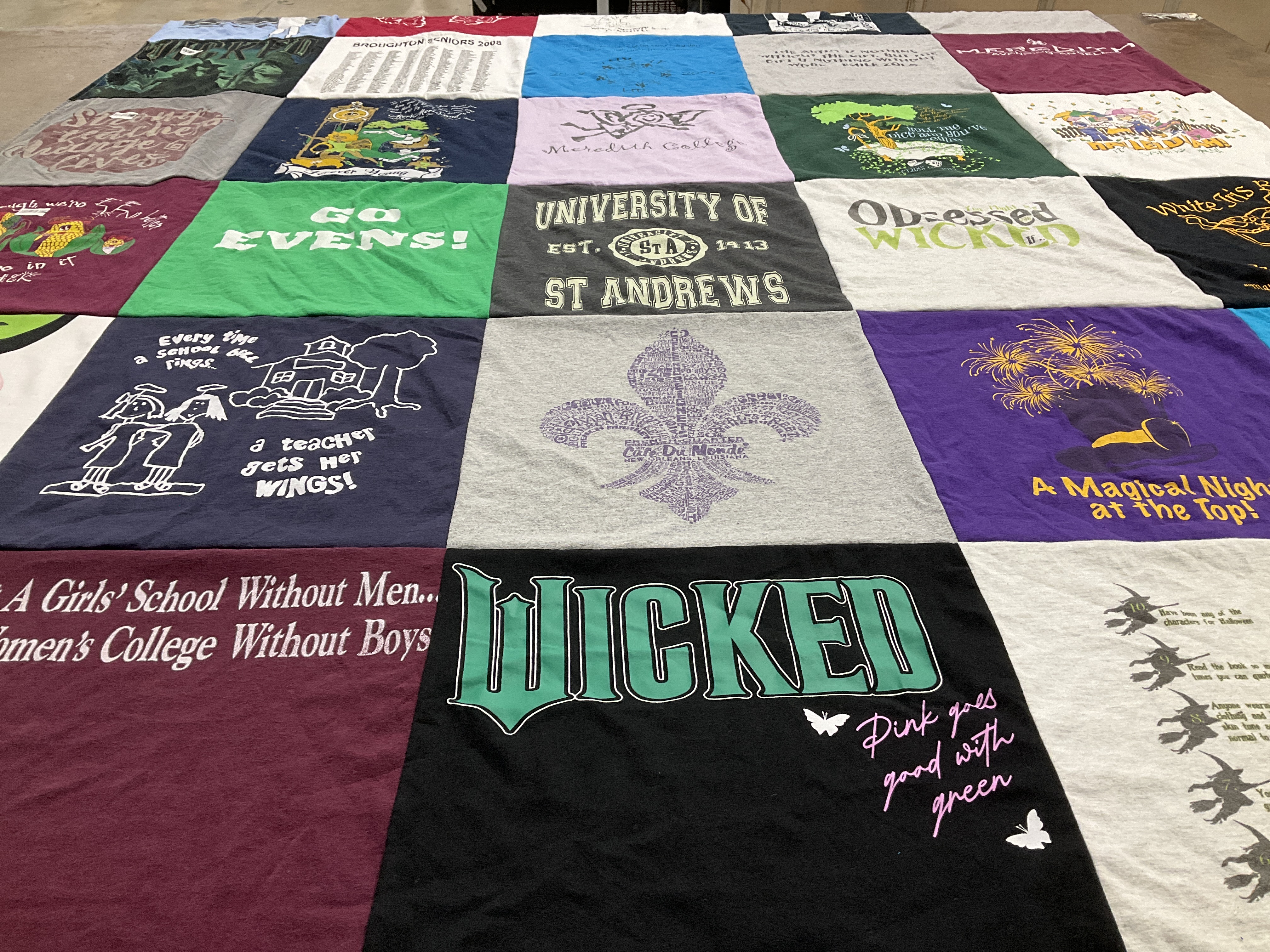 T-shirt quilt from university of st andrews by Janet from NC