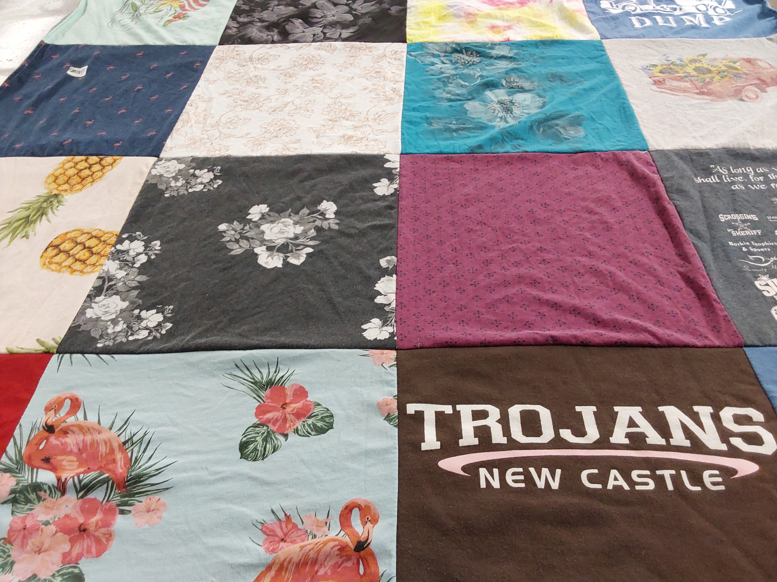 T-shirt quilt featuring new castle trojans by Miranda from WI