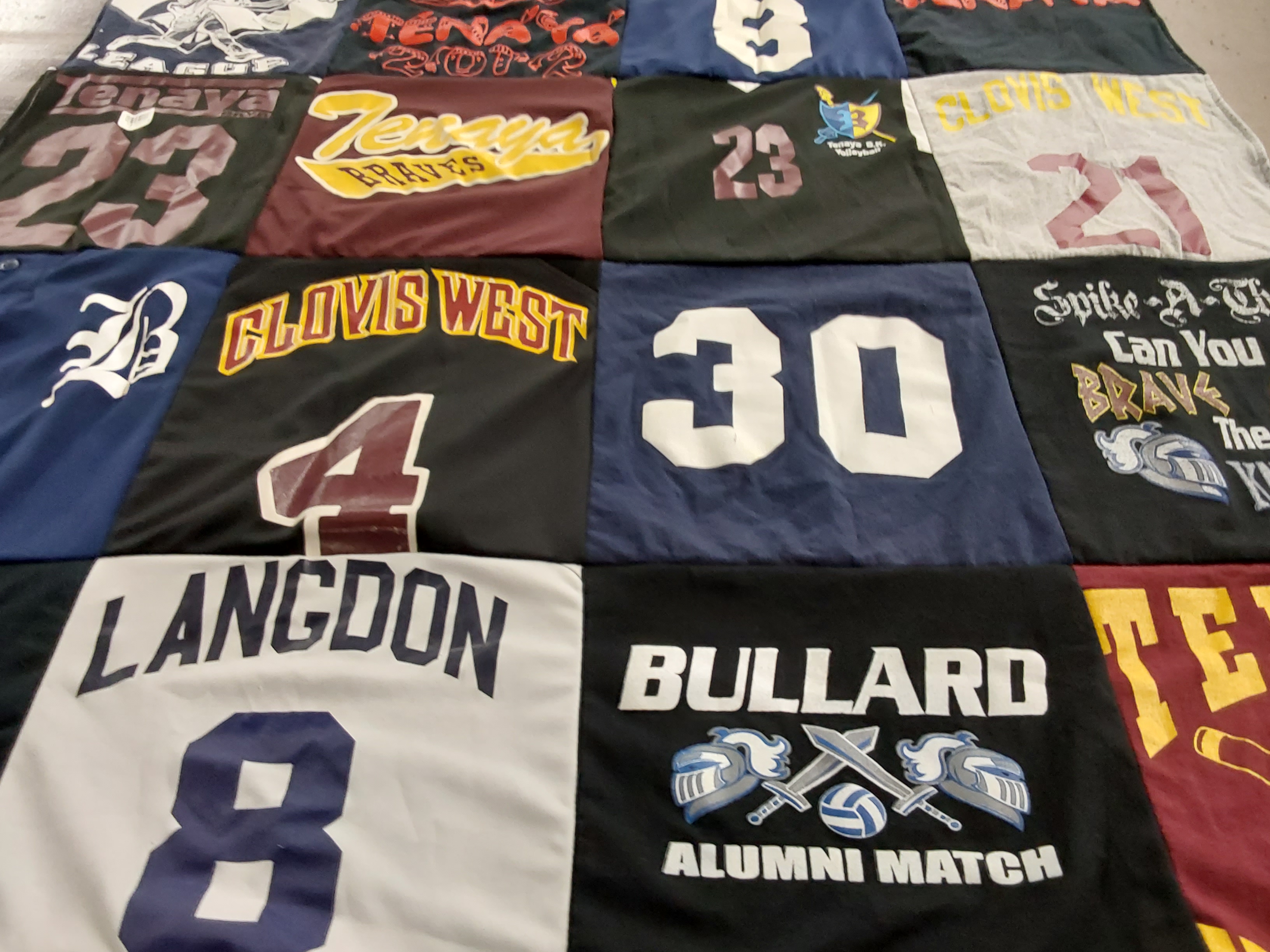 T-shirt quilt from tenaya middle school, clovis west high school by Michelle from CA