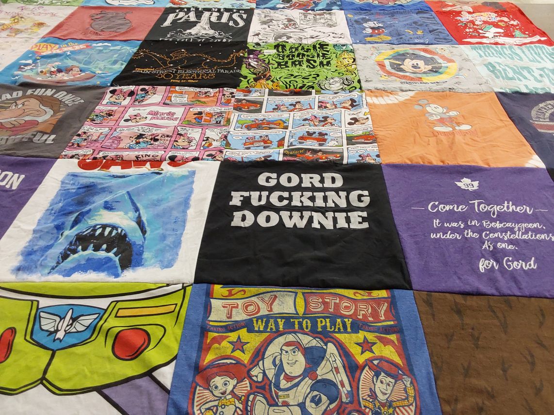 T-shirt quilt with disney, animation themes by Rose from FL