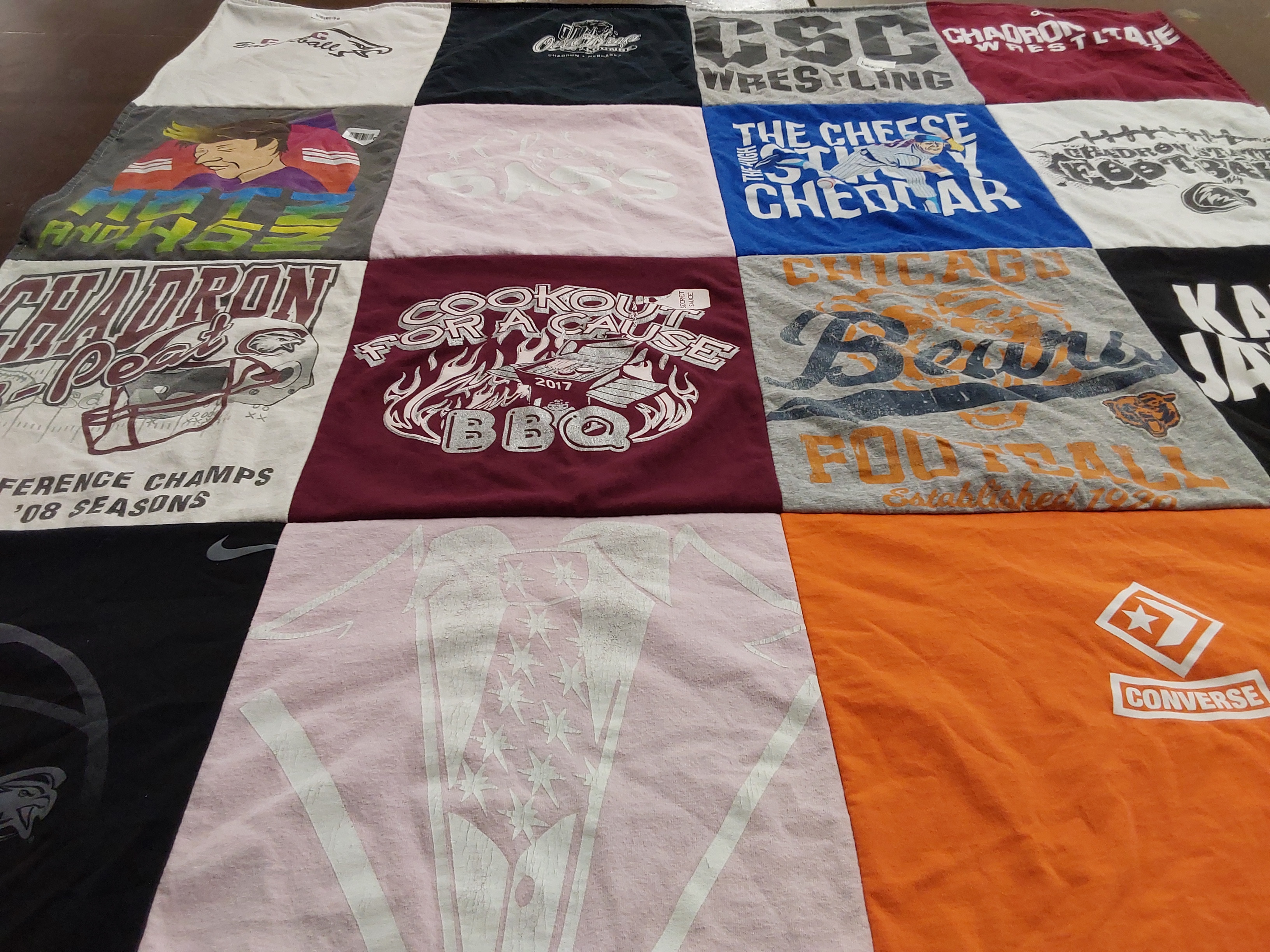 T-shirt quilt featuring chicago bears, chadron peats by Joleen from NE