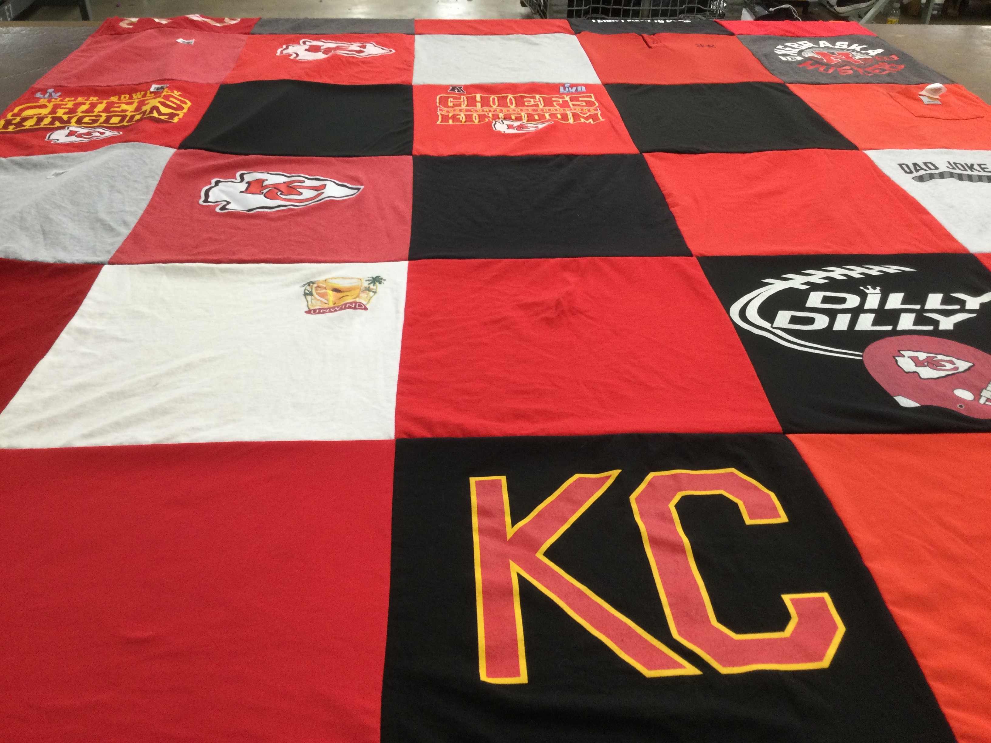 T-shirt quilt featuring kansas city chiefs by Kennedy from MO