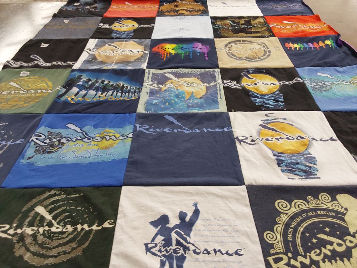 T-shirt quilt with irish dance, performing arts themes by kelly from CT
